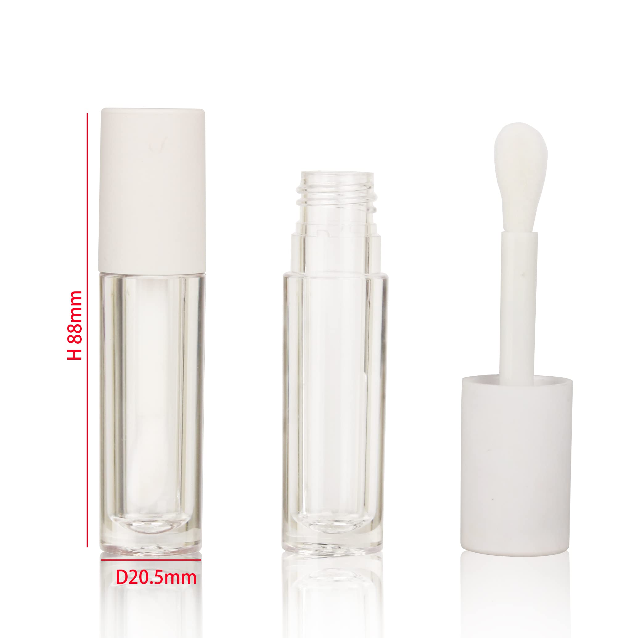 Cosidea 24 Pcs Empty 5Ml Big Brush Lip Gloss Tube White Round Lipgloss Tubes Container With Big Doe Foot Wand