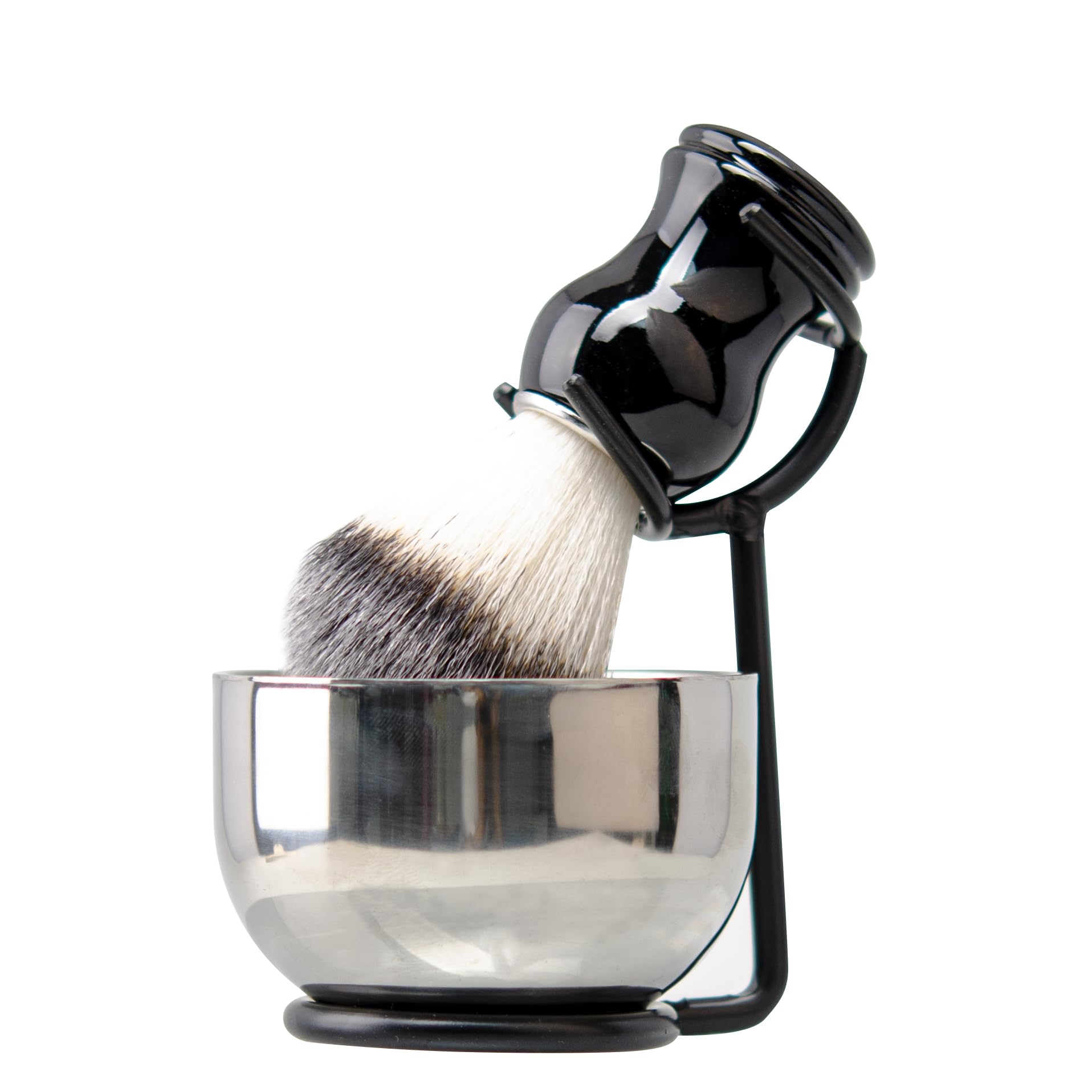 Grandslam Shaving Brush and Bowl Kit for Men, 3 in 1 Shaving Brush Set, Stainless Steel Shaving Bowl and Stand, Shaving Brush, S