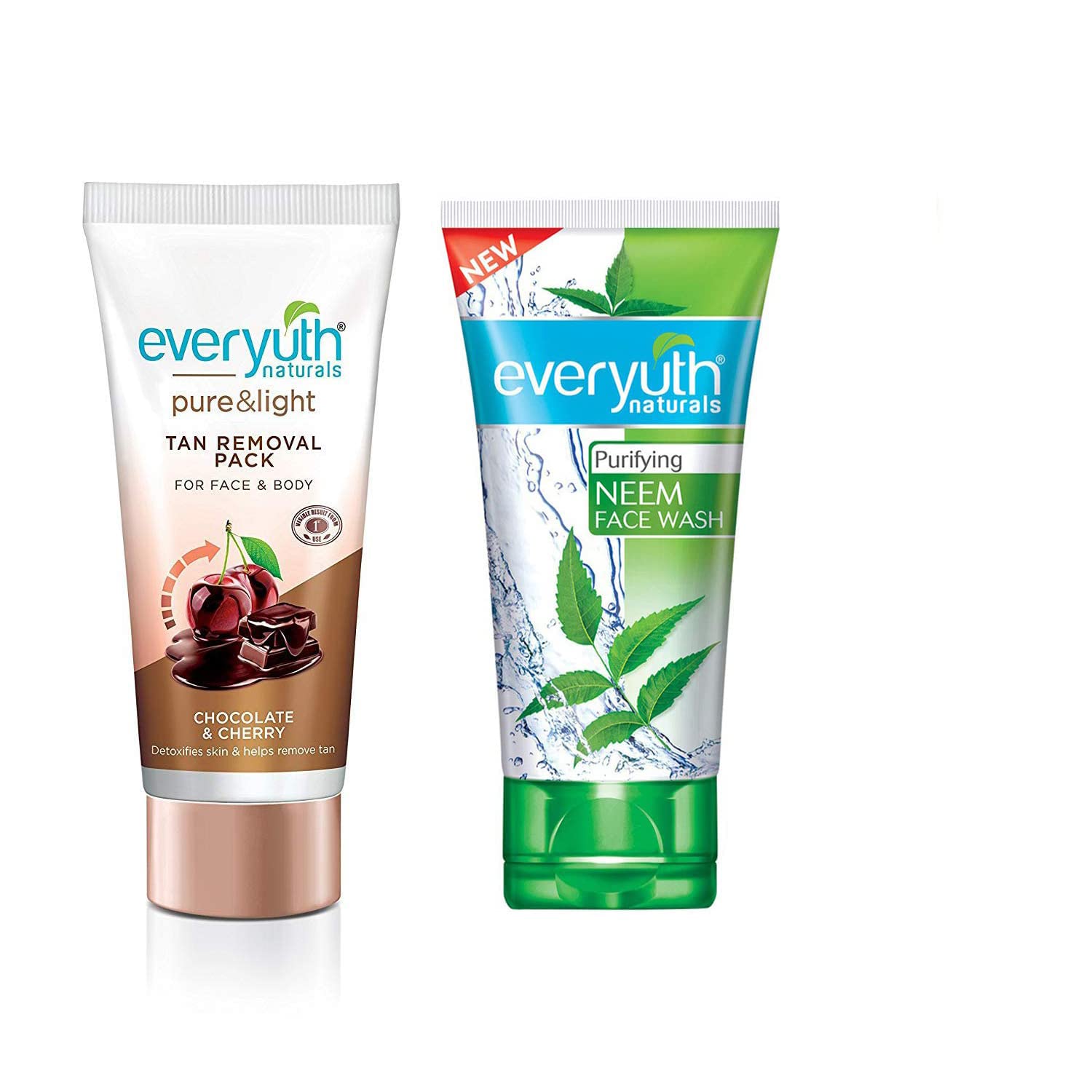 Everyuth Choccolate&Cherry Face Pack 50Gm And Purifying Neem Face Wash, 50Gm, Combo Pack