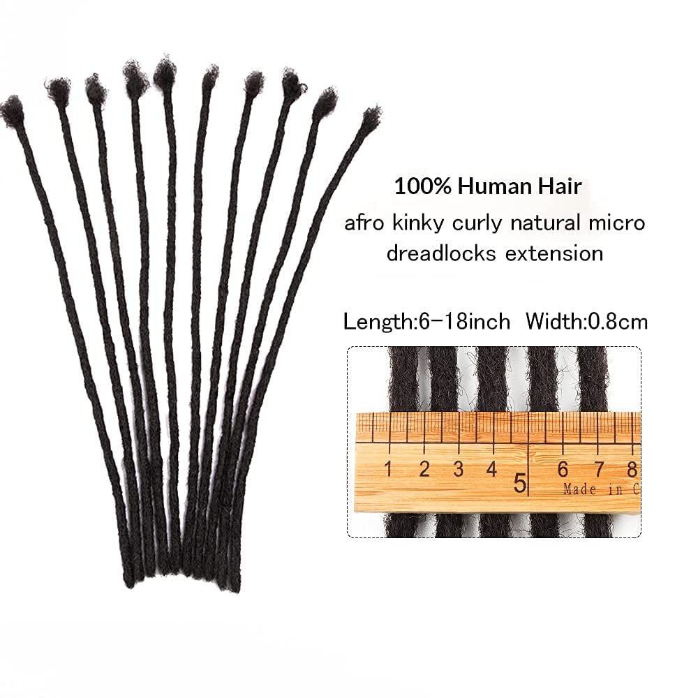 Teresa Medium 0.8cm and Small 0.4cm Width 14 Inch 70 Strands 100% Human Hair Dreadlock Extensions for Men/Women/Kids Full Hand-m