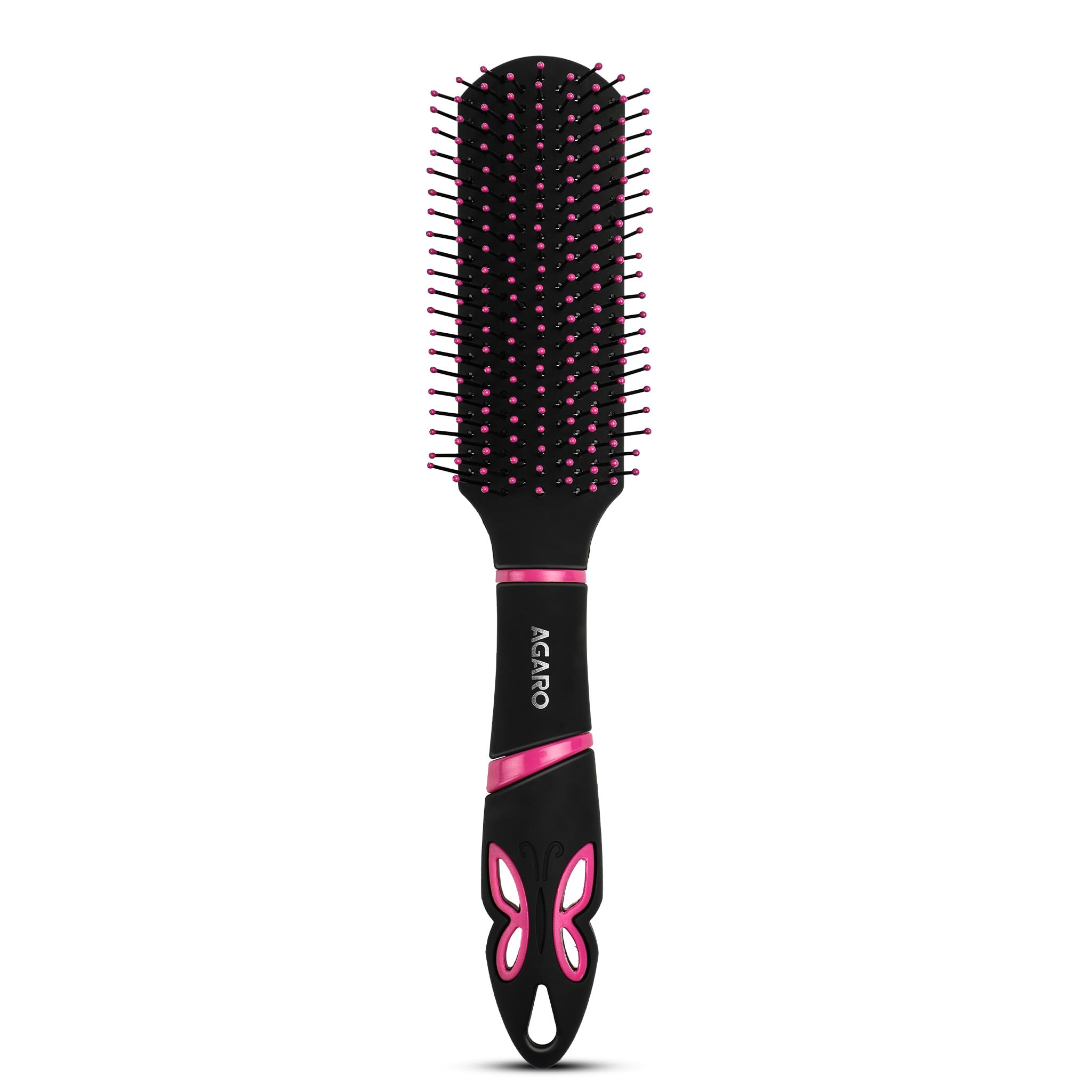 Agaro Delight Flat Hair Brush With Strong & Flexible Nylon Bristles, Having AntiStatic Ball Tips, For Grooming, Volumising & Ba