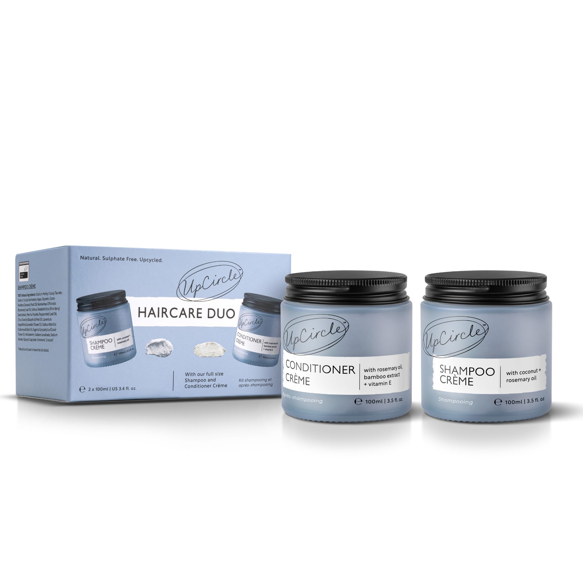 UpCircle Haircare Duo - Shampoo and Conditioner Crme - Rosemary Oil , Coconut Oil + Vitamin E - Prevents Frizz, Protects Scalp +