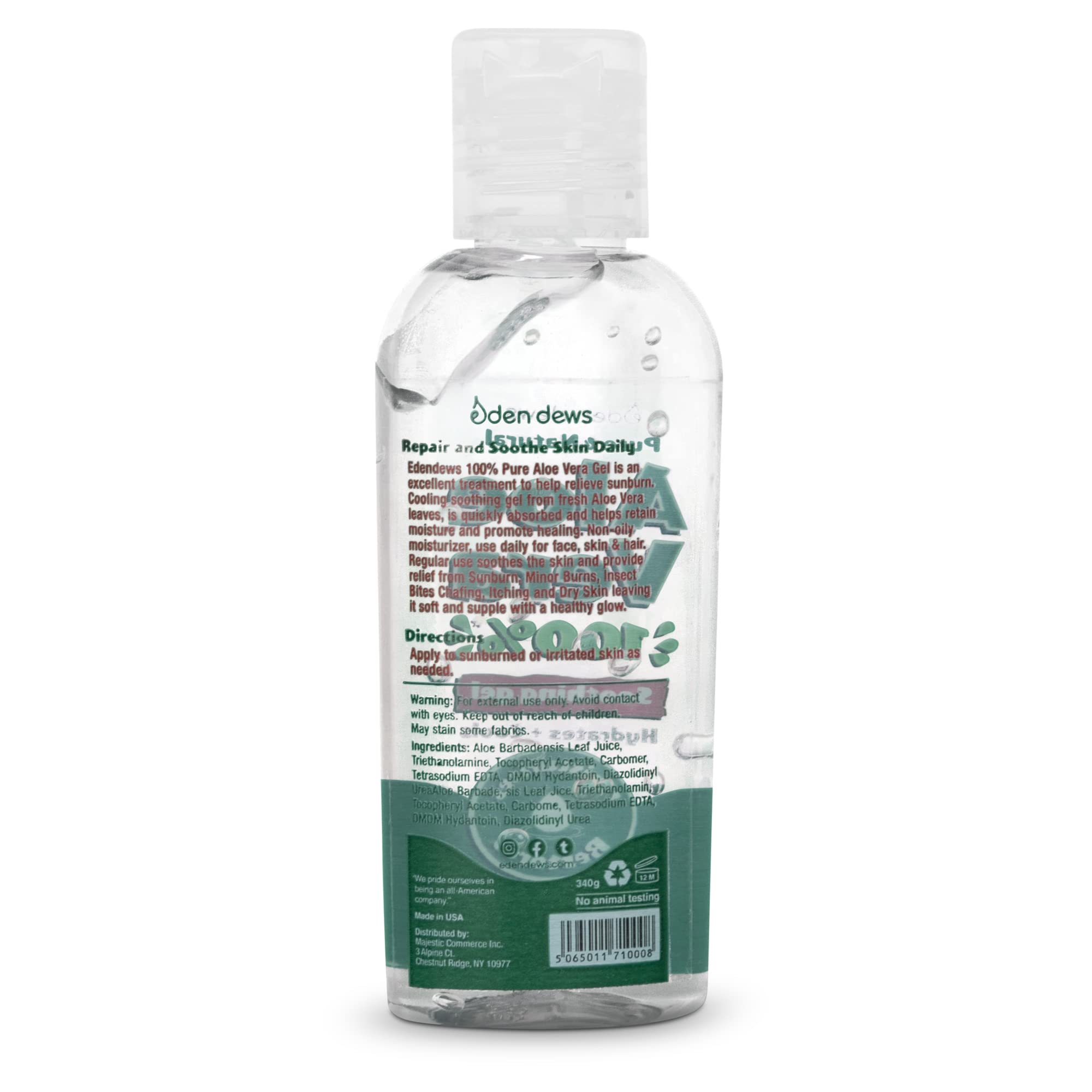 Eden Dews Aloe Vera Gel - 100% Pure & Natural, Hydrating, Moisturizing, Radiant Skin, Softening, Soothing, 2 Oz (Pack Of 3)