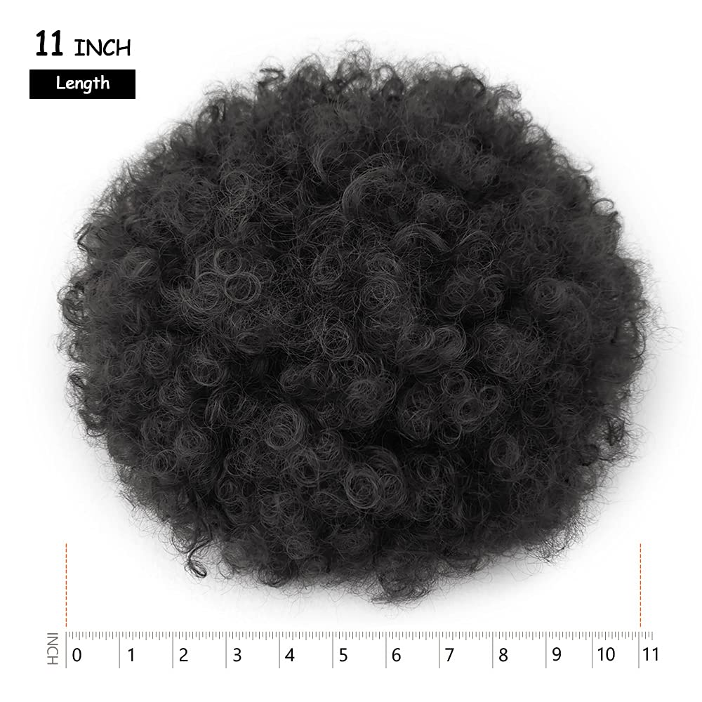 Yinmei Baibian Large Afro Puff Drawstring Ponytail Kinky Curly High Puffs Pony Tail Bun Hair Piece African American Clip In On U