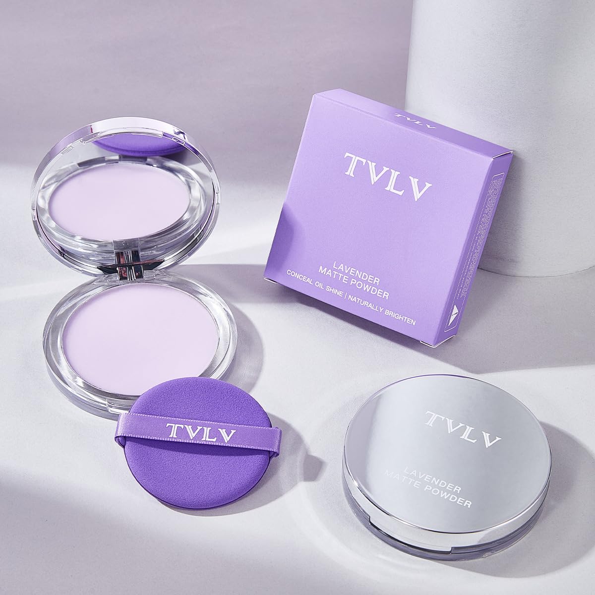 TVLV Lavender Setting Powder, Purple Setting Cream, Waterproof LongLasting Makeup with Soft Focus Concealer, Brightening Effect
