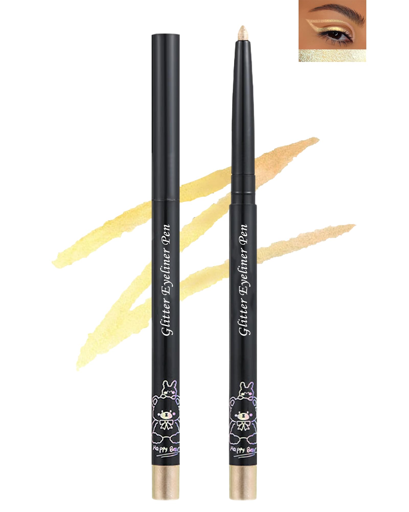 Colored Glitter Eyeliner Pencil, Chameleon Matte Metallic Eyeliner Pen Eyeshadow, Silver Shimmer Retractable Eyeliner Waterproof