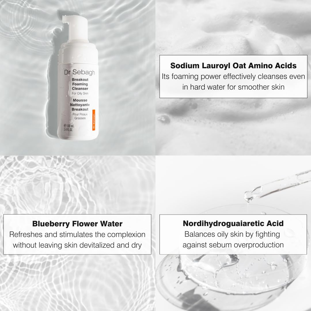Dr Sebagh - Breakout Foaming Cleanser - Clears Blemishes & Breakouts, Purifies Skin, Reduces Irritation, Controls Oil, Removes M