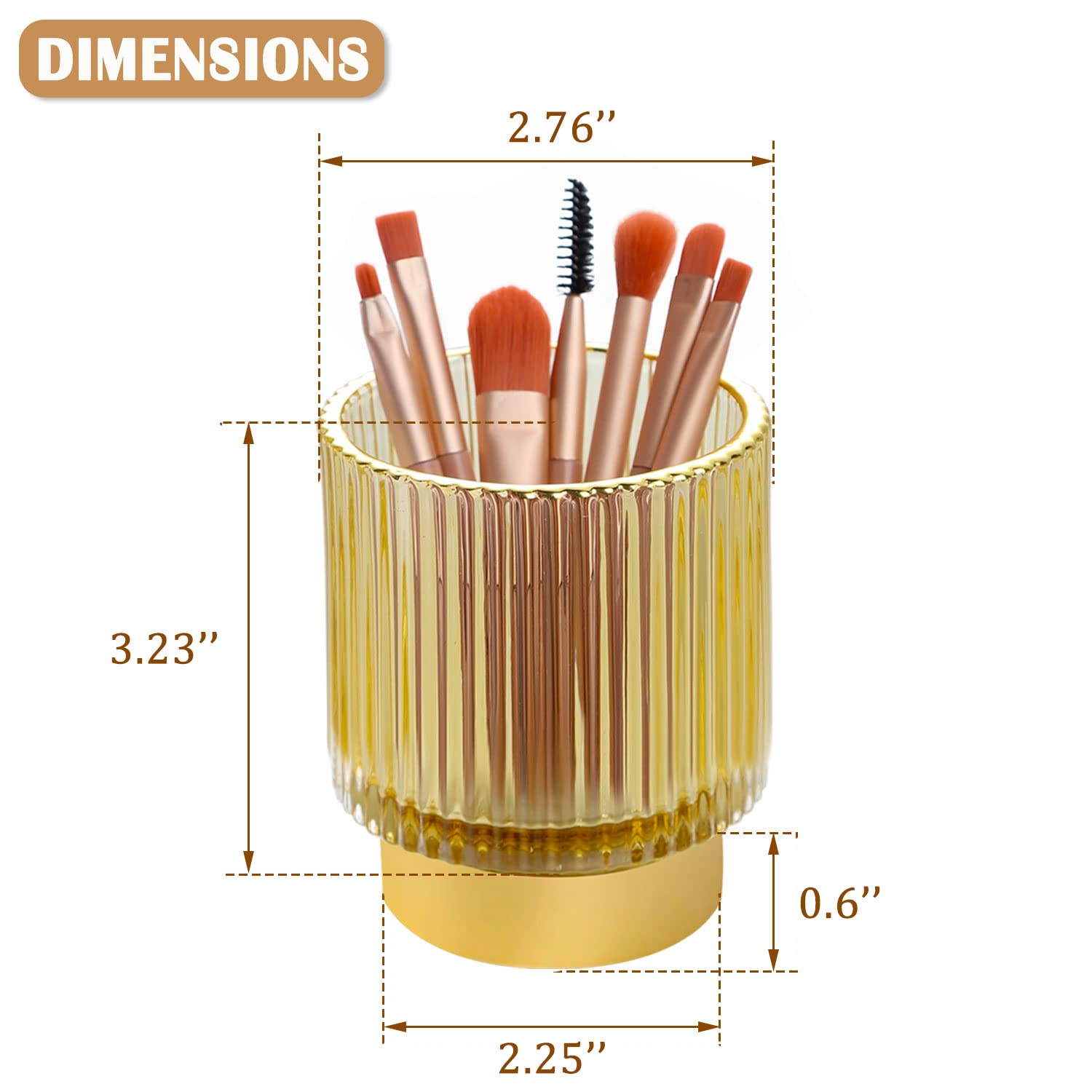 Whjy Makeup Brush Holder Lipstick Organizer Cosmetic Organizer, 3 Inch Clear Yellow Crystal Lipgloss Organizers For Vanity