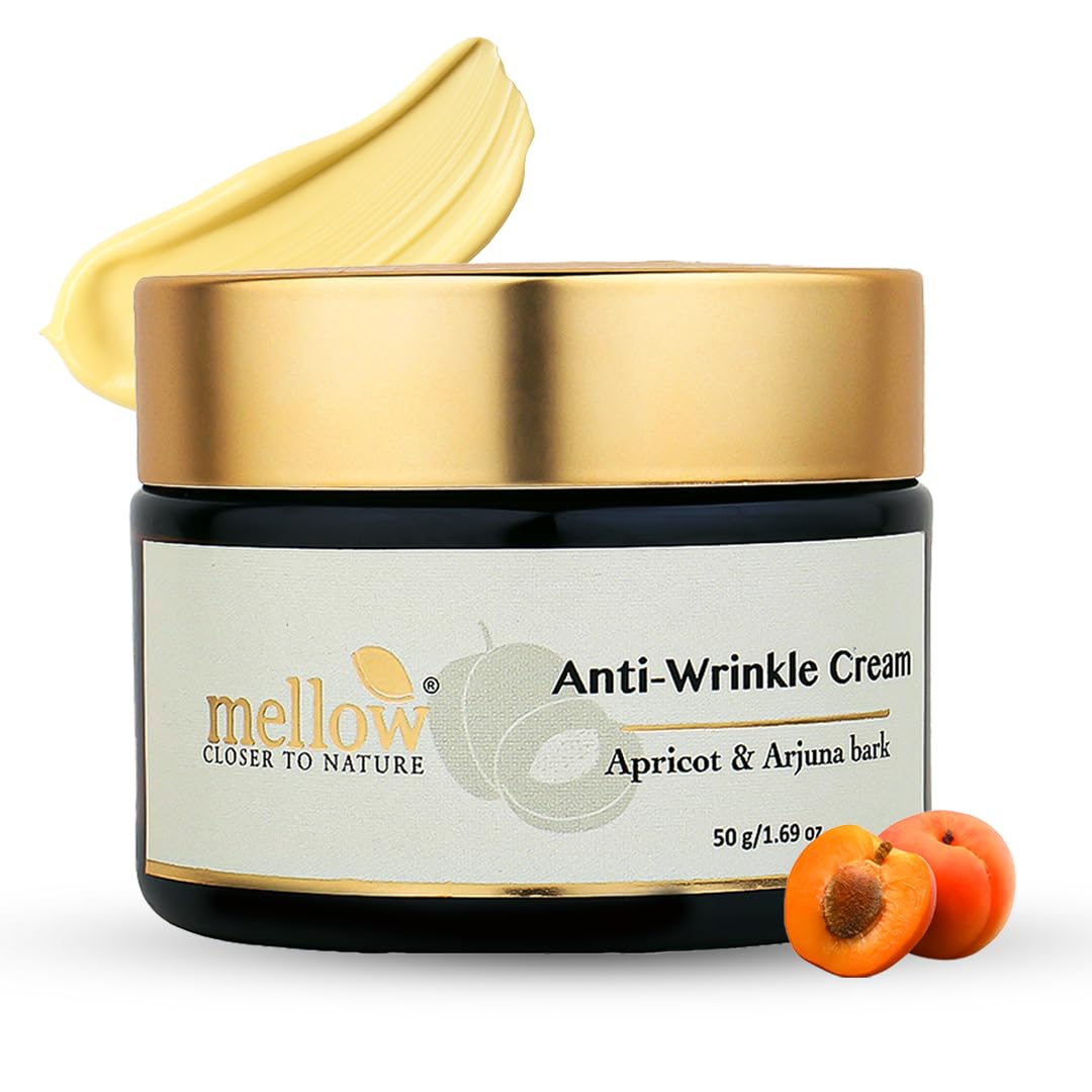 Mellow Herbal AntiWrinkle Face Cream With Babachi Ark & Arjuna Bark | Ayurvedic AntiAging Moisturizer | Hydrating, Firming & W