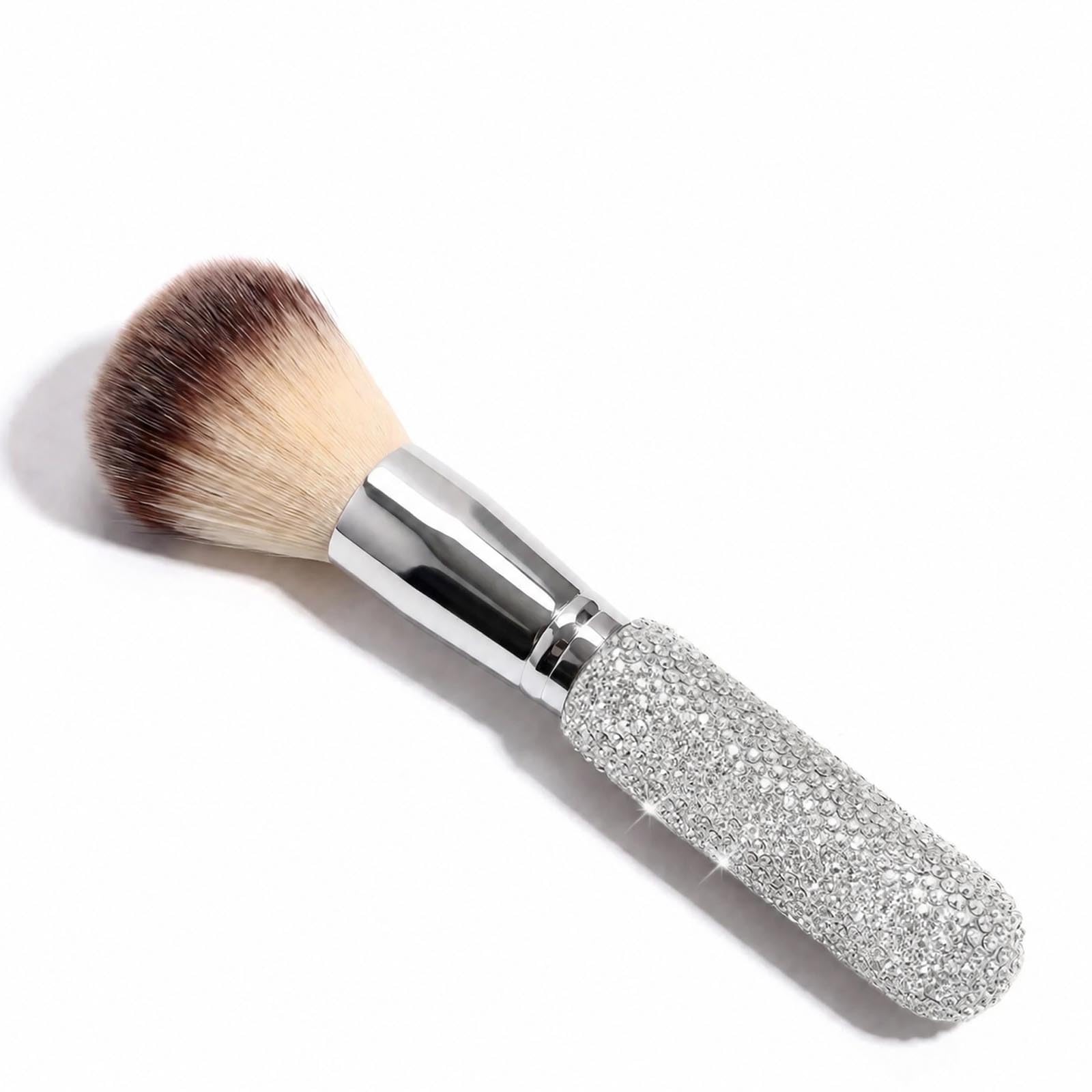 XEAOHESY 1 Pc RhinestoneStudded Oval Blush Brush  Soft Dense Bristles, Powder Face Blush Brush for Contour, Highlight, Conceal