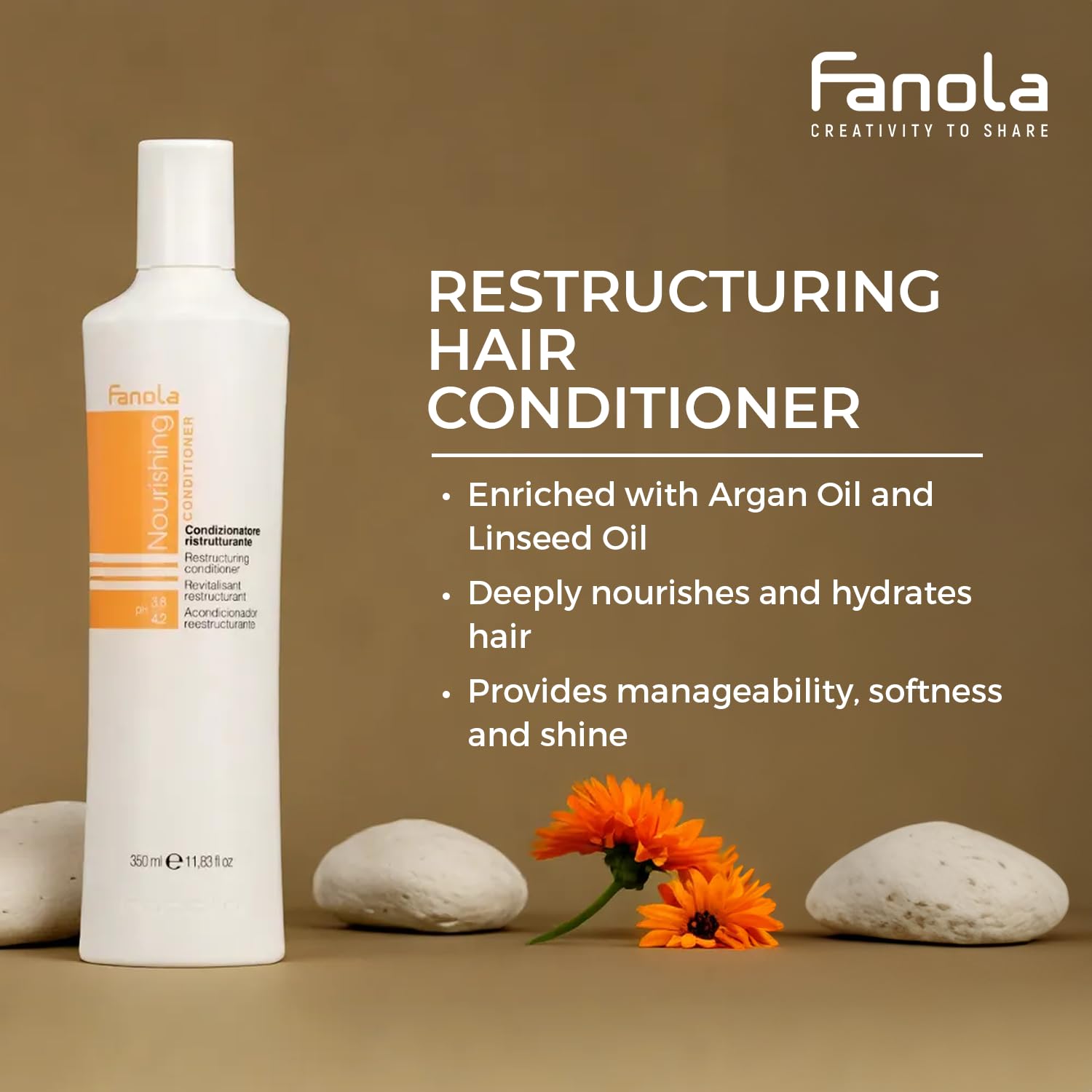 Fanola Nutri Care Restructuring Conditioner - Enriched With Argan & Linseed Oil - Deep Protein Conditioner For Dry & Damaged Hai