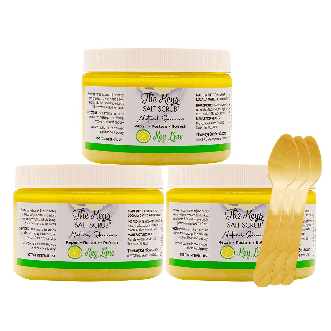 The Keys Sea Salt Scrub - Exfoliating Body Scrub With Wooden Spoon- Foot Scrub And Hand Scrub For Men, Women - Made With Pure Fl