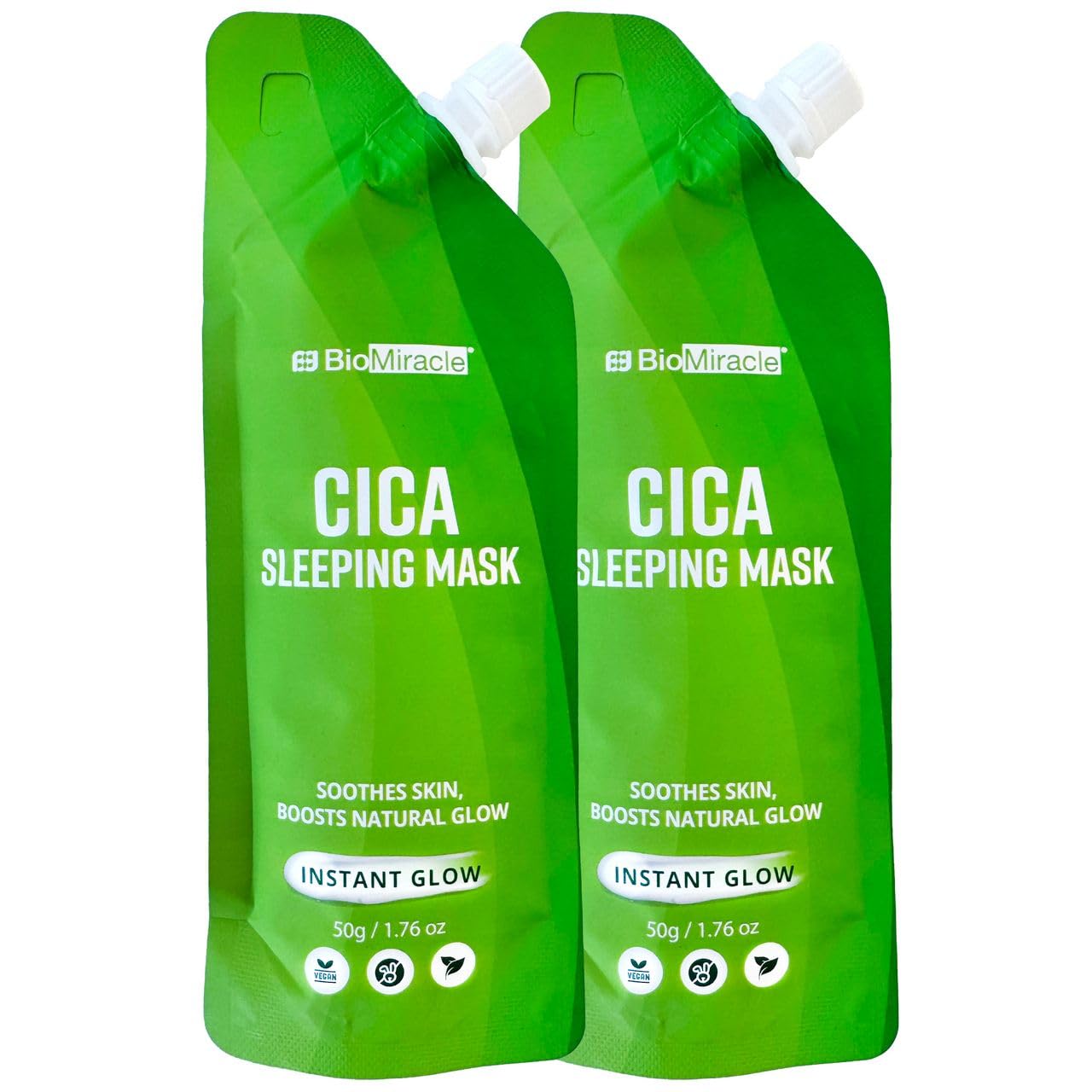 BioMiracle Cica Sleeping Mask 2 Pack  Soothing & Hydrating Overnight Face Mask with Centella Asiatica Extract for Sensitive Ski