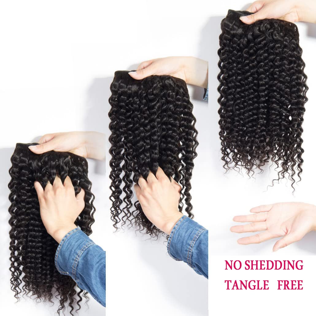 Deep Wave Bundles Human Hair 4 Bundles (22 24 26 28 Inches) 12A Virgin Curly Bundles 100% Human Hair Deep Wave Bundles Deep Curl