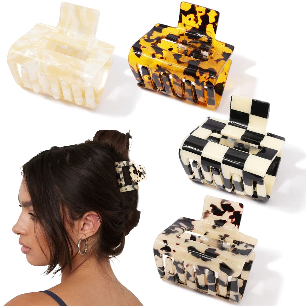 4 Pack Tortoise Claw Hair Clips - 2 '' Small to Medium Clips for Thin to Thick Hair, Cute Styling Accessories for Women