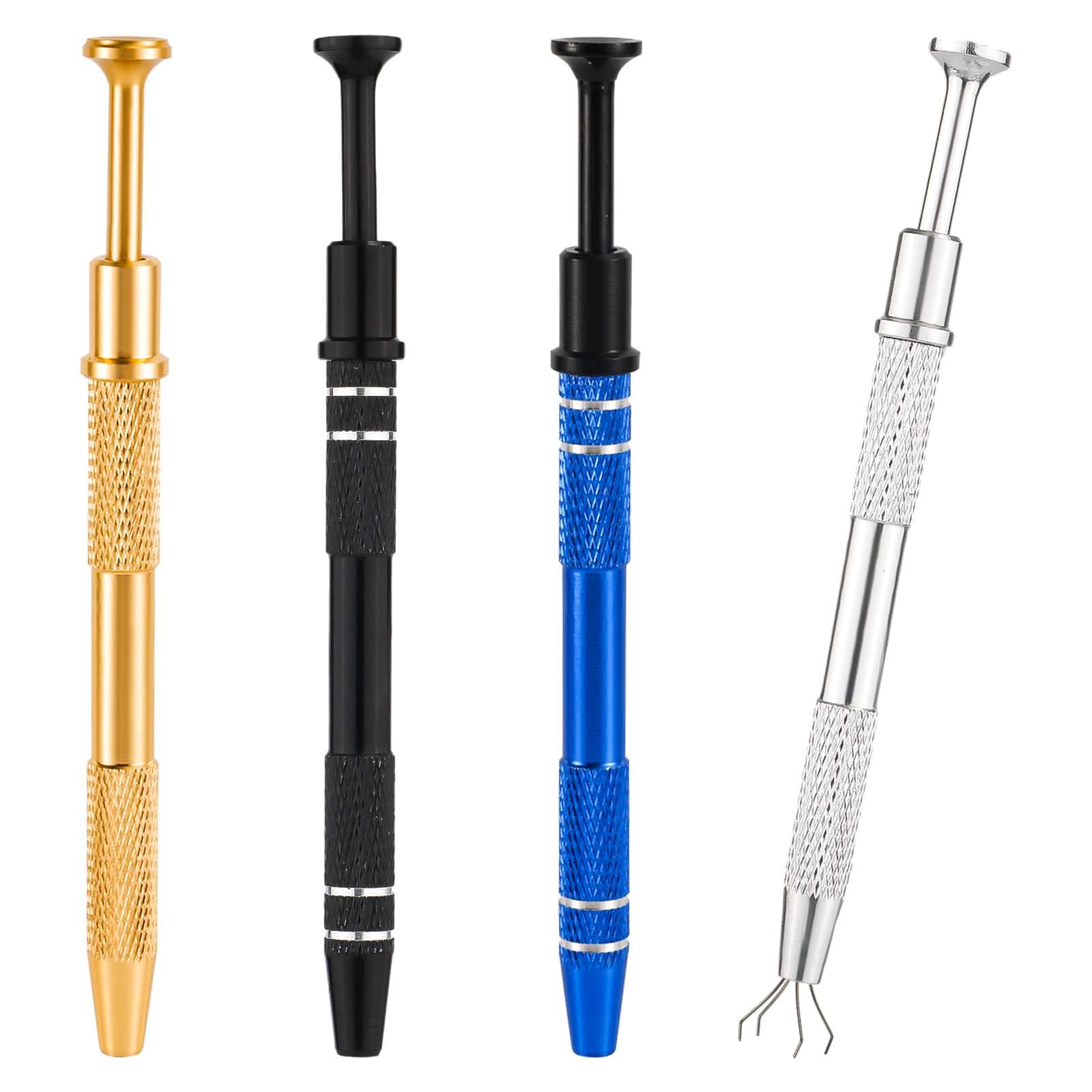 4Pcs 4-Claw Jewelry Pick Up Tool, Stainless Steel Piercing Ball & Jewelry Grabber Ic Chip Pickup Tool Diamond Tweezers Prong Hol