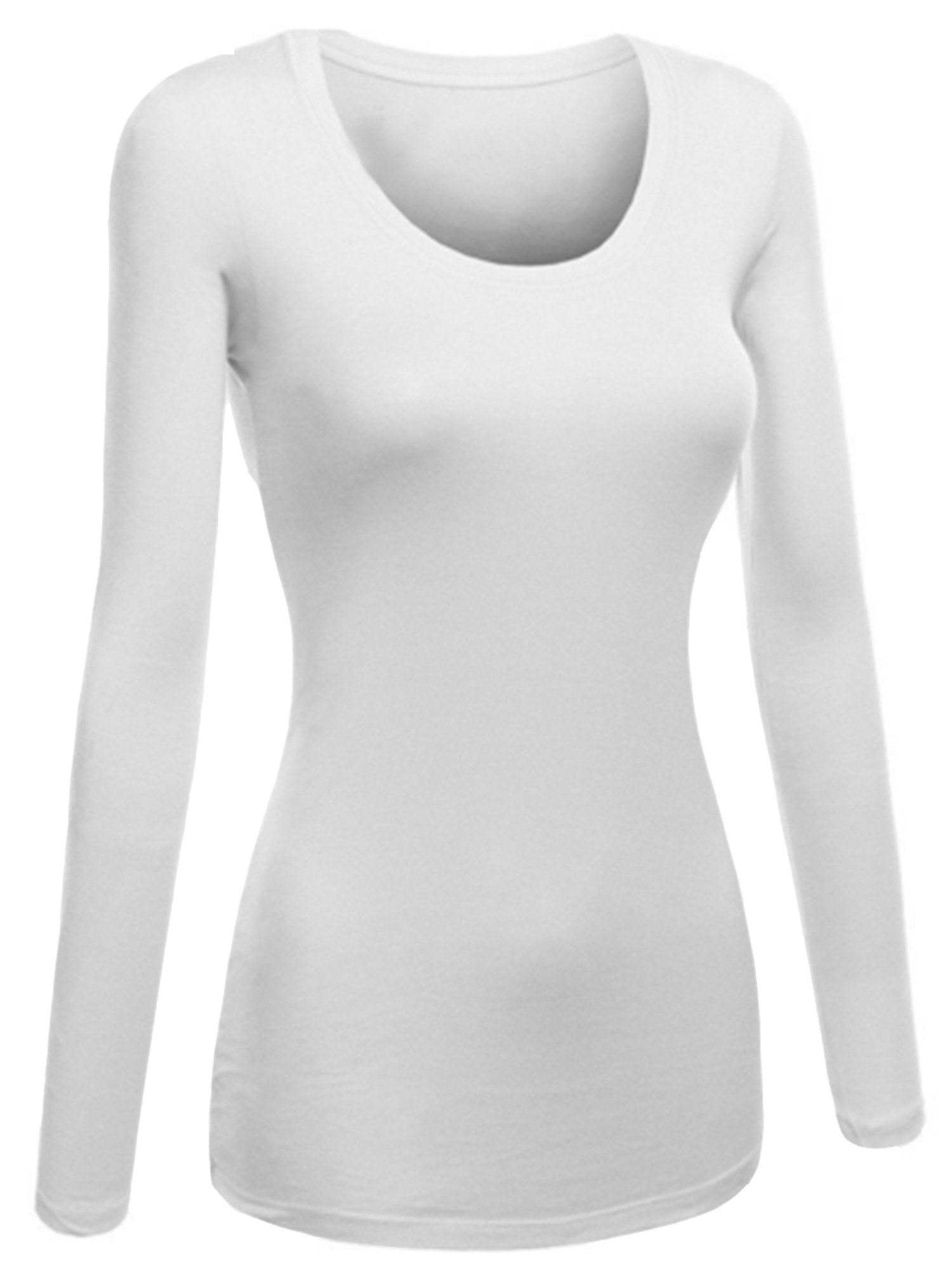 Emmalise Womens Junior and Plus Size Basic Scoop Neck Tshirt Long Sleeve Tee, 1xl, 3Pk White, Hgray, green Teal