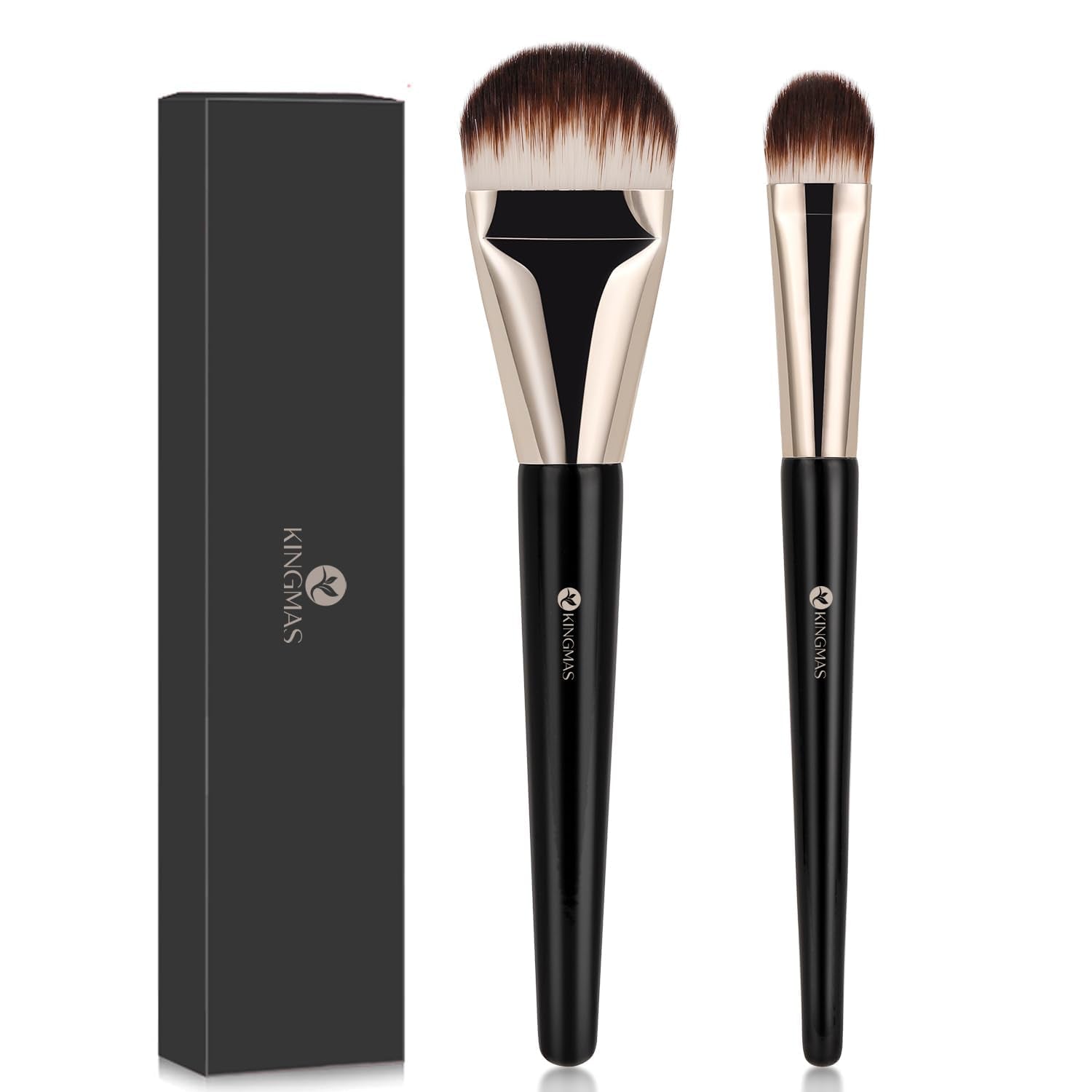 Kingmas 2Pcs Foundation Makeup Brush, Premium Under Eye Nose Contour Brush, Flat Tongue-Shape Concealer Makeup Brush For Liquid