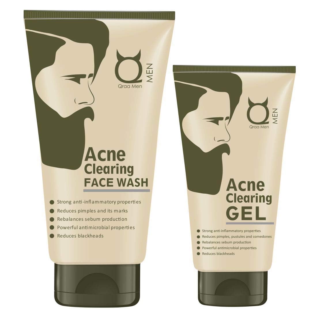 Qraa Men Qraa Acne Therapy Set Pack Of Acne And Pimples Clearing Face Wash 100Ml And Acne Gel 50Ml, 100 Ml Daily Skincare Solut
