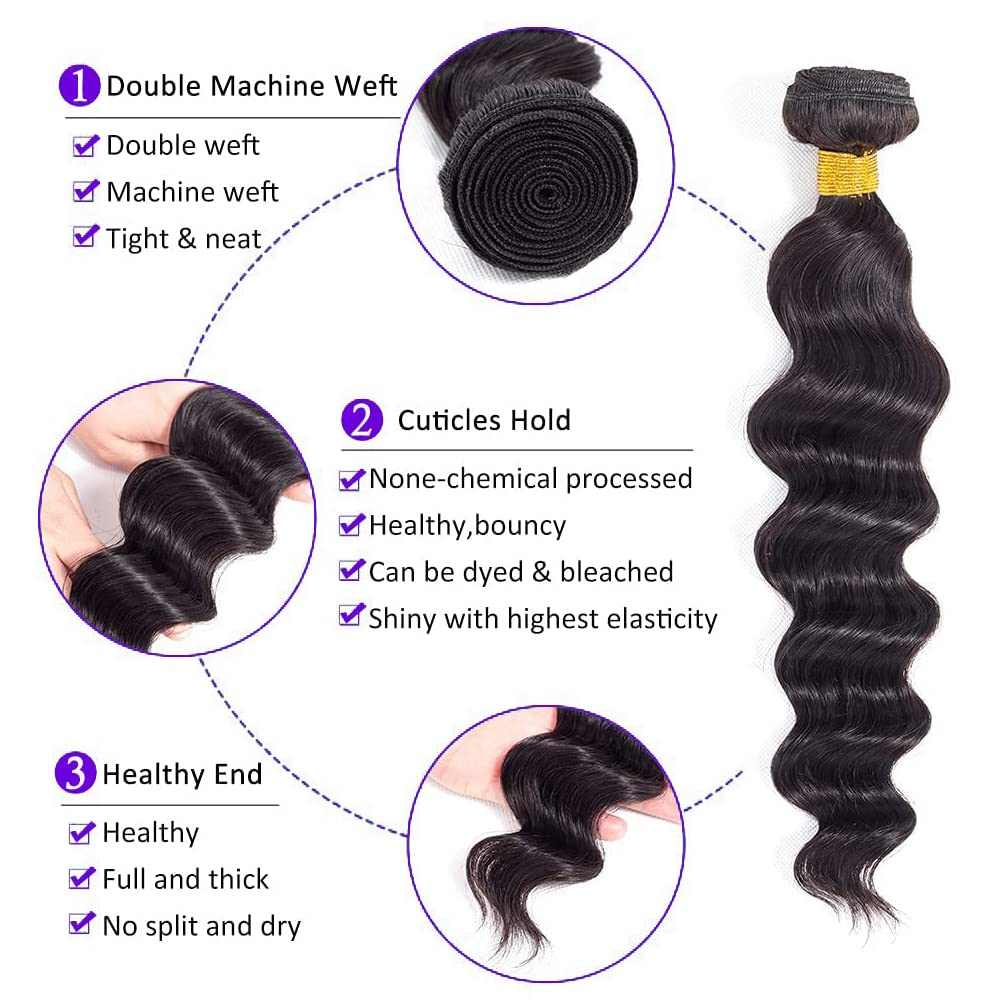 Borchan Brazilian Virgin Loose Deep Wave Bundles 100% Unprocessed Virgin Human Hair Bundles 16 18 20 Loose Wave Bundles Brazilia