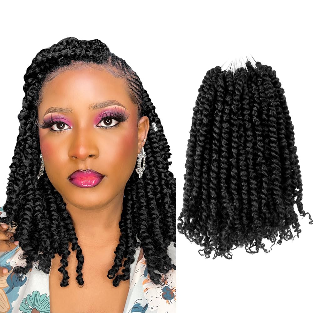 BOHOBABE Crochet Passion Twist Hair Pretwisted 12 Inch Short Pre-looped Passion Twist Crochet Braiding Hair 8 Packs (2#)