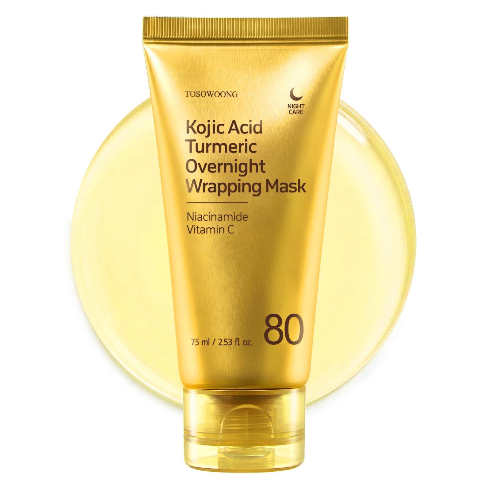 TOSOWOONG Kojic Acid Turmeric Overnight Wrapping Mask for Dark Spots, Glow