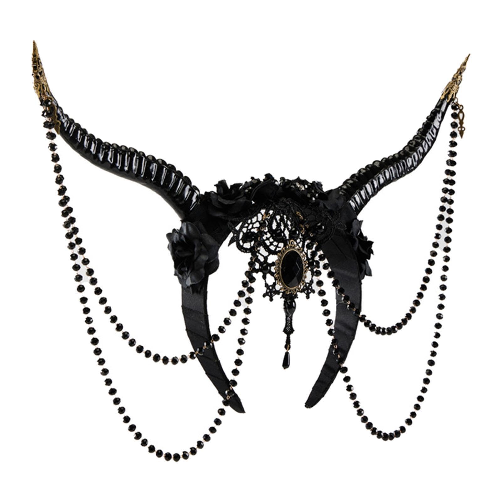 ATORSE?Women Devil Headband Decor Headdress for Photo Props Long Short Hair Costume