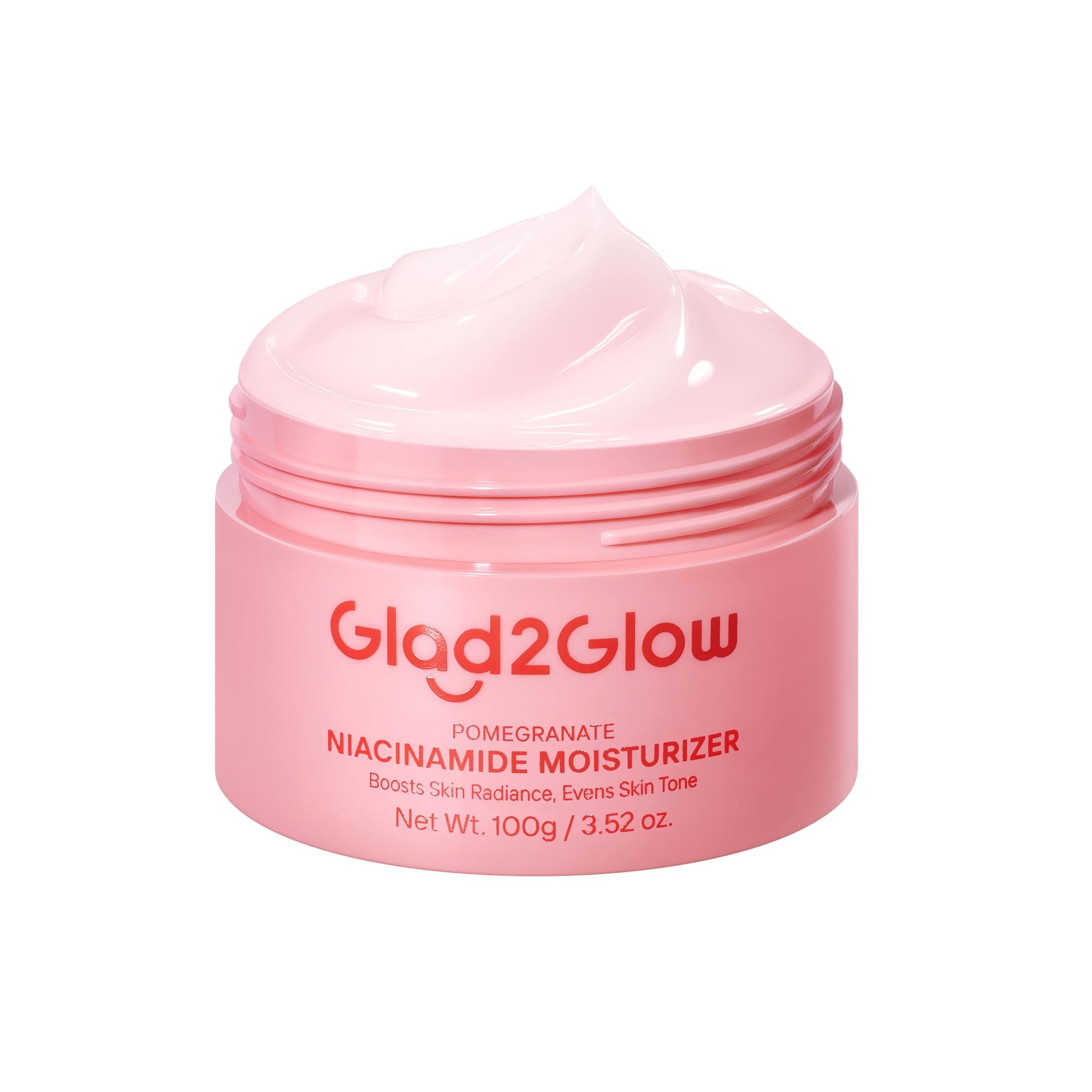 Glad2Glow Face Moisturizer, Brightening Facial Moisturizer with 5% Niacinamide, Pomegranate Gel Cream for Uneven Skin Tone, Calm