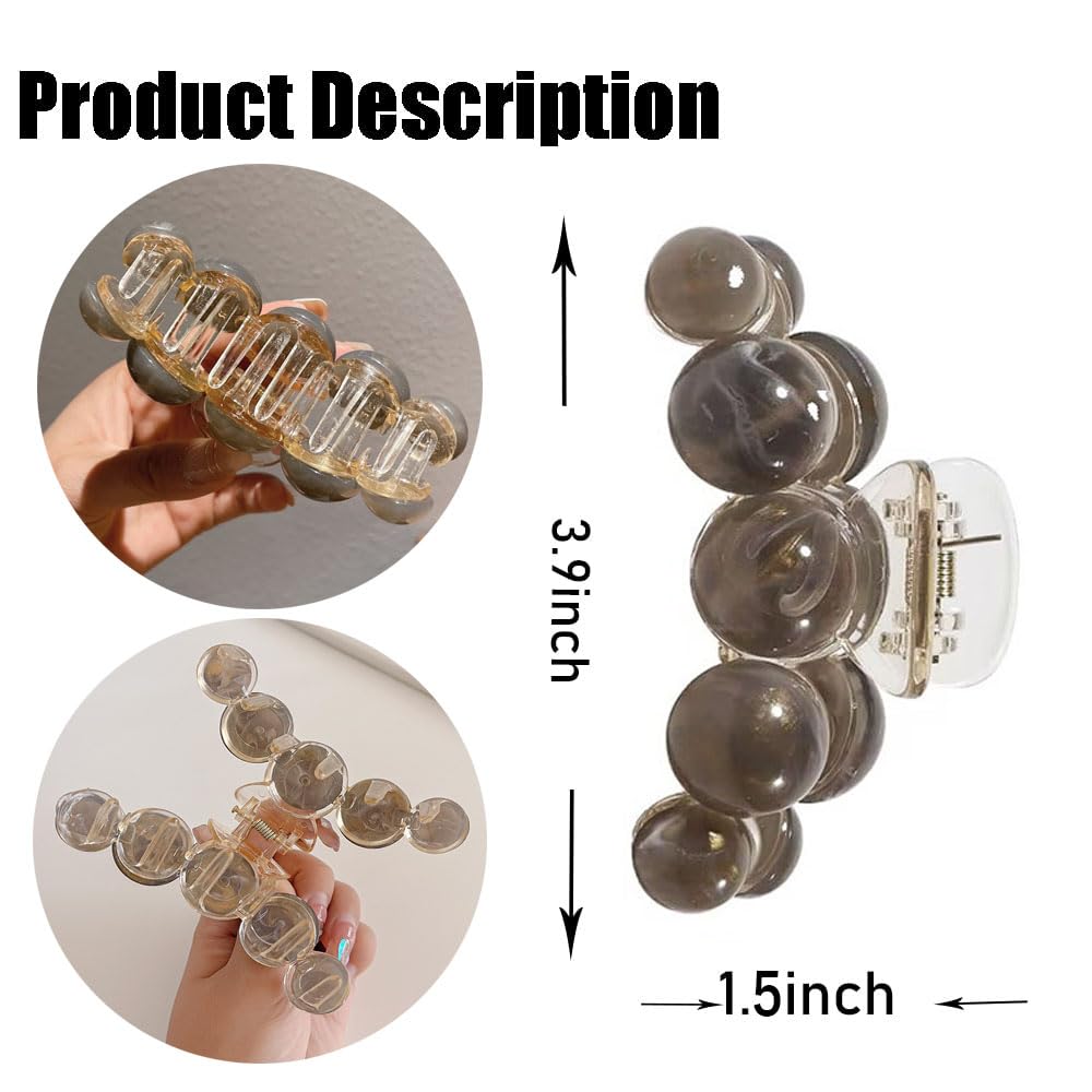 Large Grey Pearl Hair Claw Clips - Elegant Non-Slip Clamps With Strong Hold For Thick Or Thin Hair, Stylish Hair Accessories