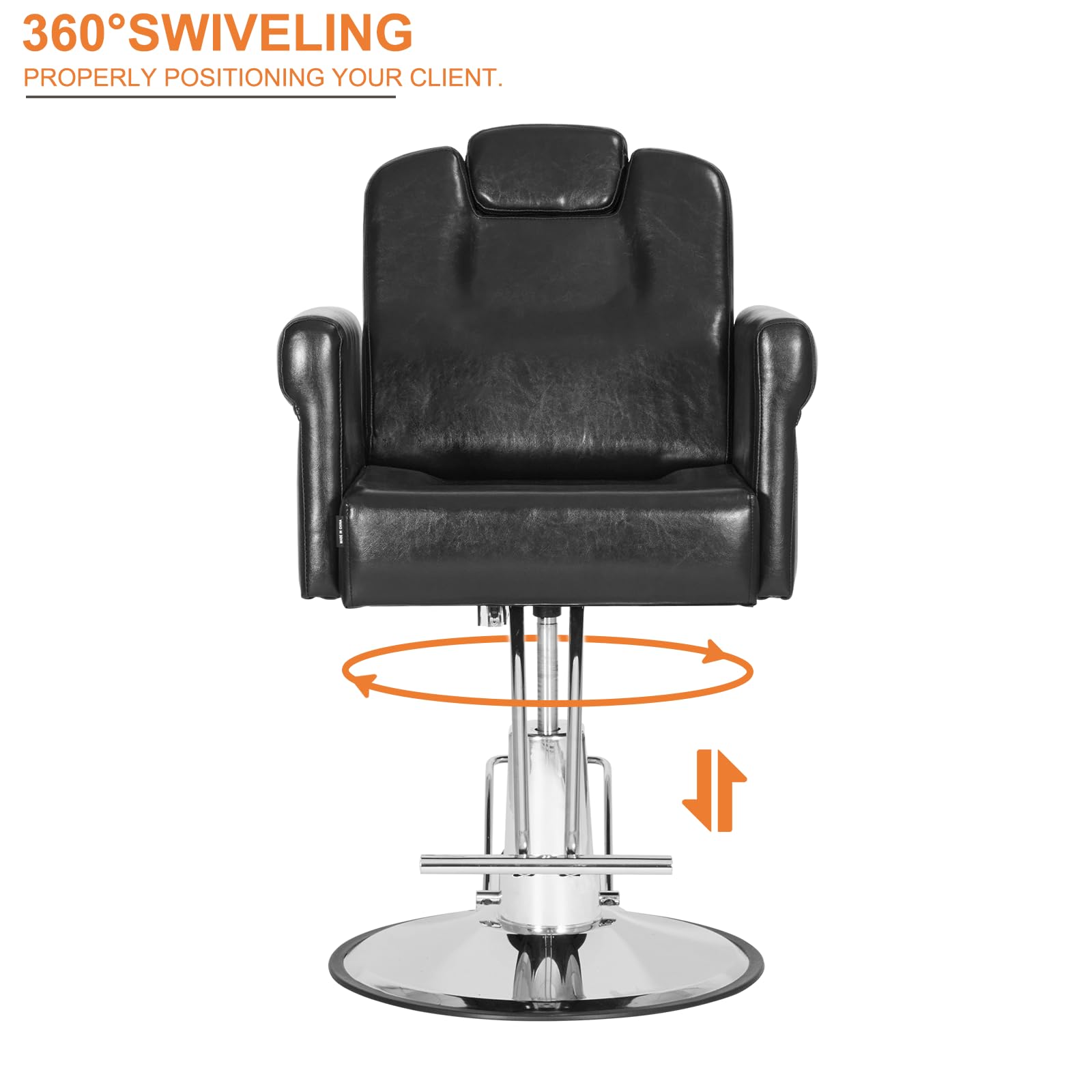 Barber Chair Recliner Salon Chair Hair Spa Chair With Hydraulic Pump, Removable Headrest, Adjustable Height 360 Degrees Swivel F