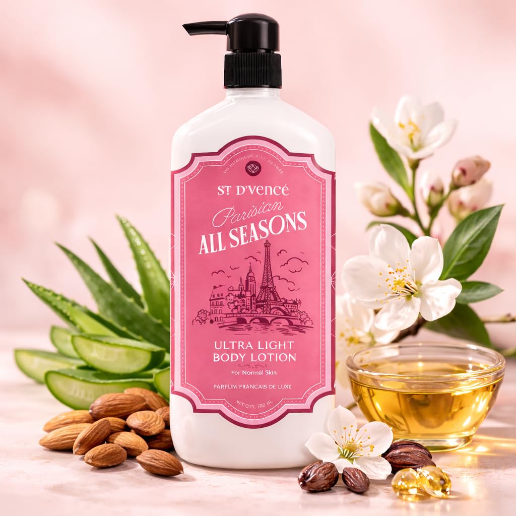 St. DVence All Seasons Original Moisturizer Body Lotion For Summer With Almond Oil & Aloe Vera | Non Sticky & Ultra Light Body 