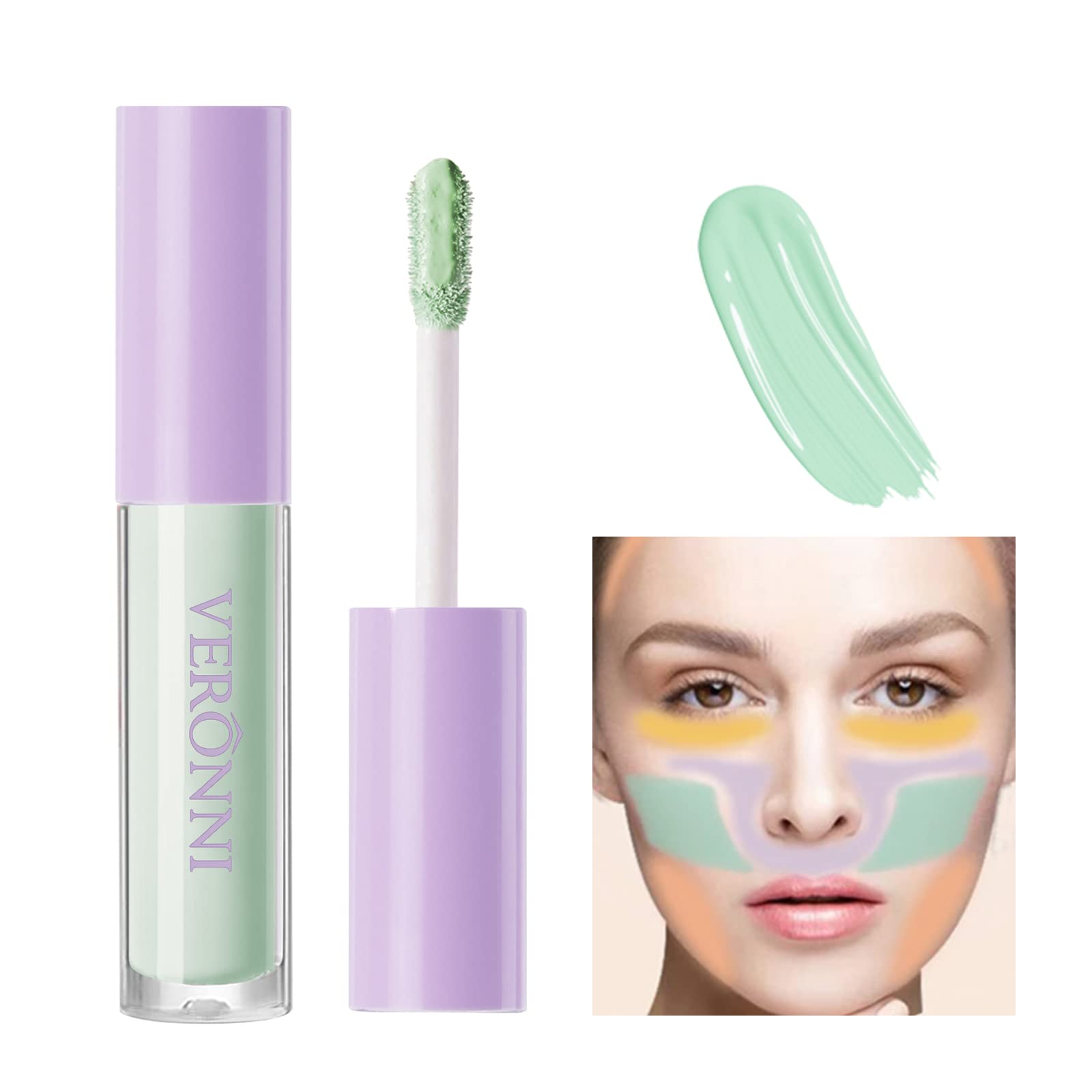 Veronni Liquid Concealer Makeup,Mutil-Use Full Coverage Concealer And Color Corrector For Acne Dark Spots Blemishes And Under Da