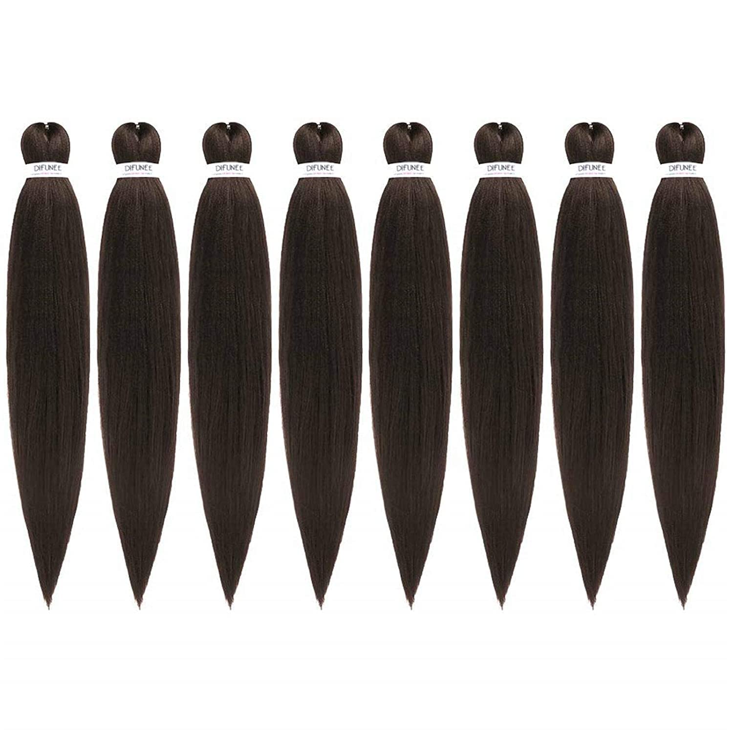 Difunee Pre-Stretched Braiding Hair - 22 Inch 8 Packs Light Brown Long Braiding Hair For Twist Or Box Braids, Yaki Texture Hot W