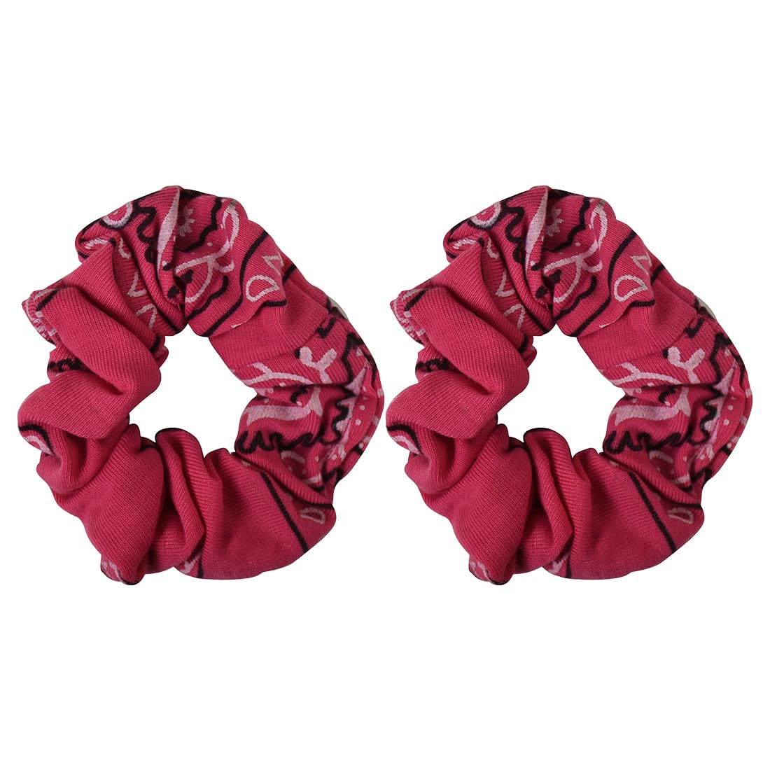 Bandana Scrunchies Cotton Hair Bobble - Set of 2 (Hot Pink)