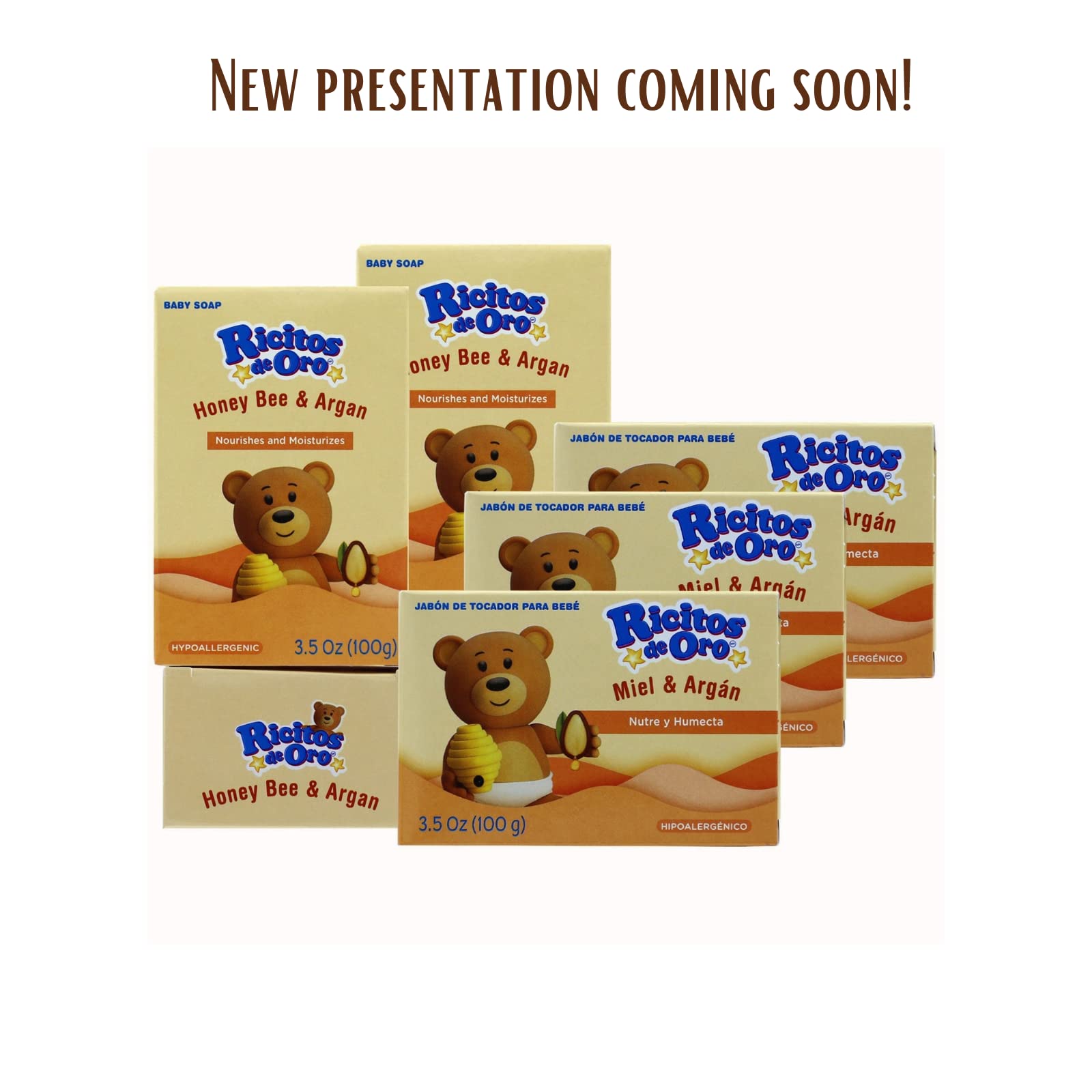 Ricitos de Oro Honey Bee Bar Soap, Hypoallergenic Bar Soap, Assists in Moisturizing Baby's Skin, Delicate Skin, 6-Pack of 3.5 Oz