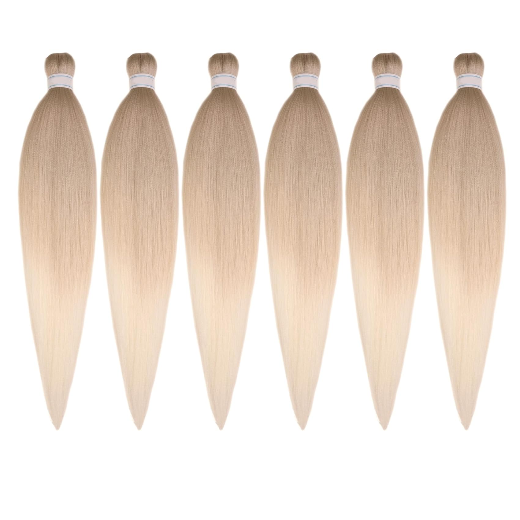 Ombre Ash Blonde Braiding Hair Pre stretched Kanekalon Braiding Hair Extensions Feed in Braids 26 inch 6 Packs