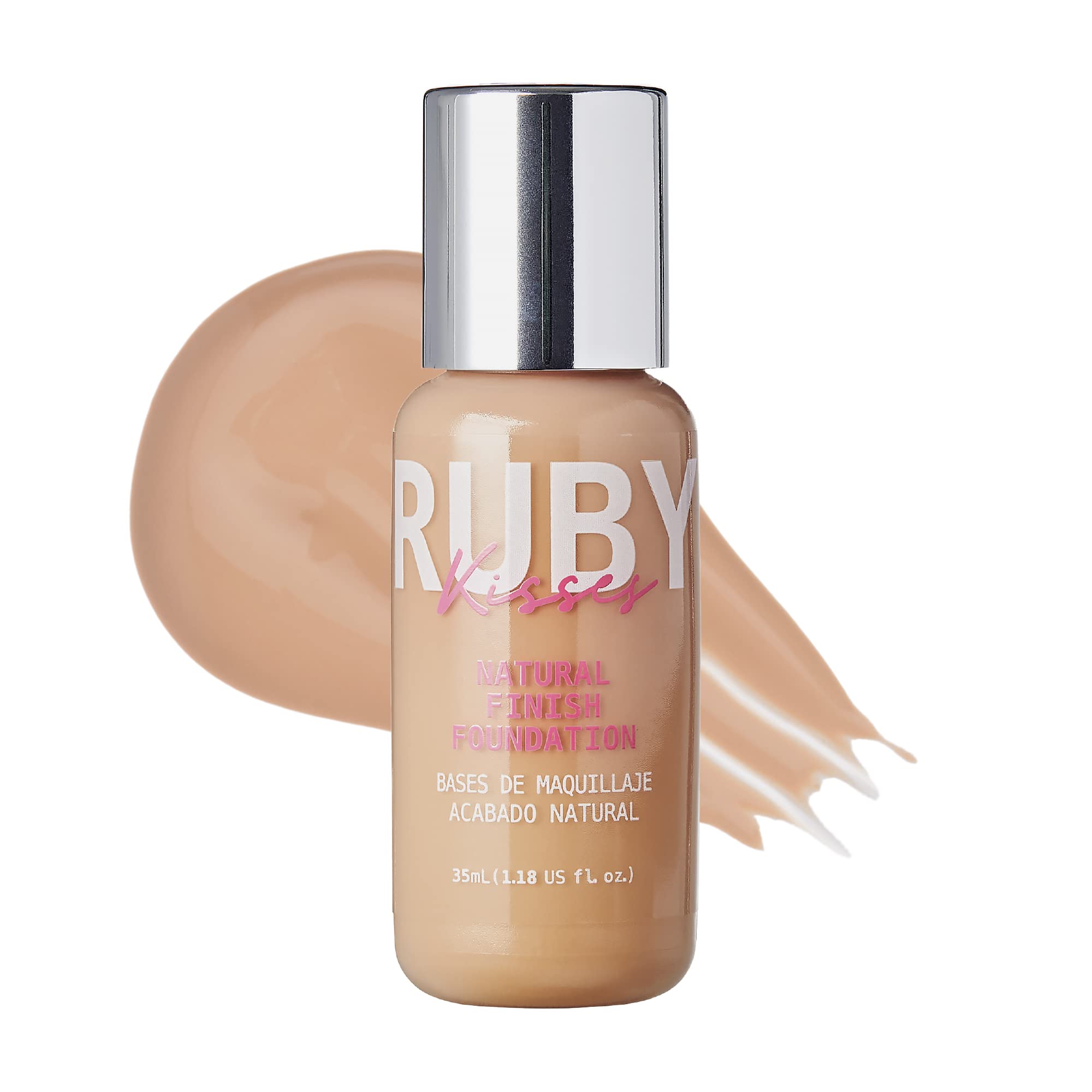 Ruby Kisses Liquid Foundation Medium Coverage, Lightweight, Natural Finish, Face Makeup For All Skin Type, Korean Makeup (Natura