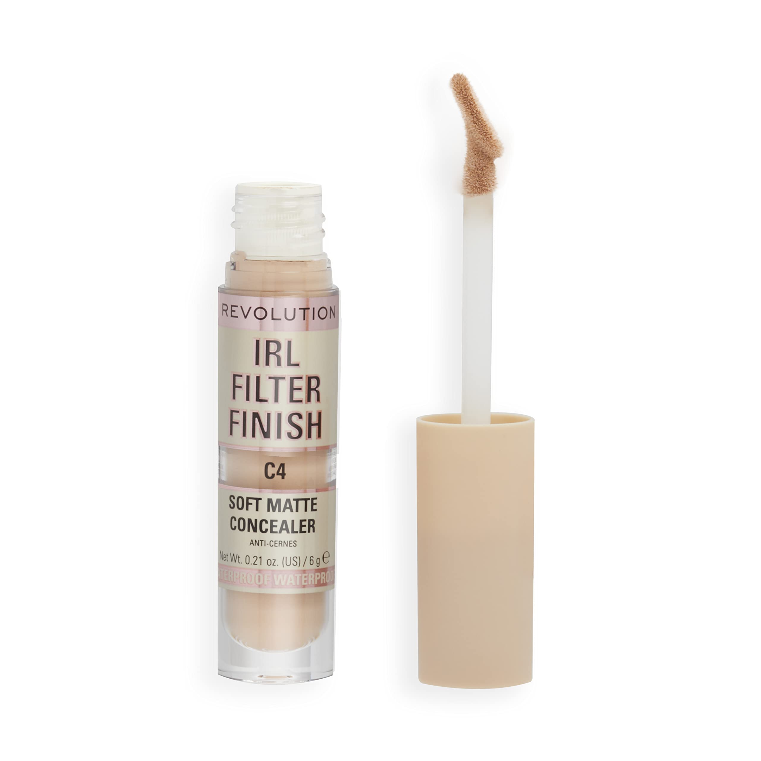 Revolution, IRL Filter Finish Concealer, Full Coverage, Oil-Free, Long-Lasting & Lightweight Formula, Infused with Hyaluronic Ac