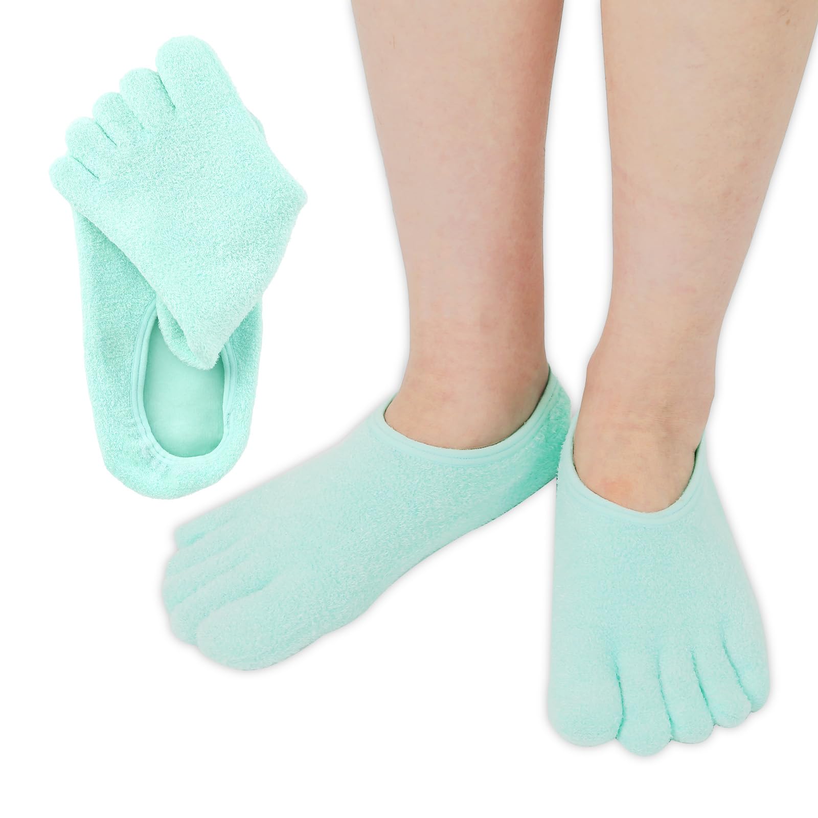 5-Toe Gel Lined Moisturizing Socks - Separate & Soothe with Aloe & Shea Infusion - Women & Men Fuzzy Spa Socks for Dry Cracked H