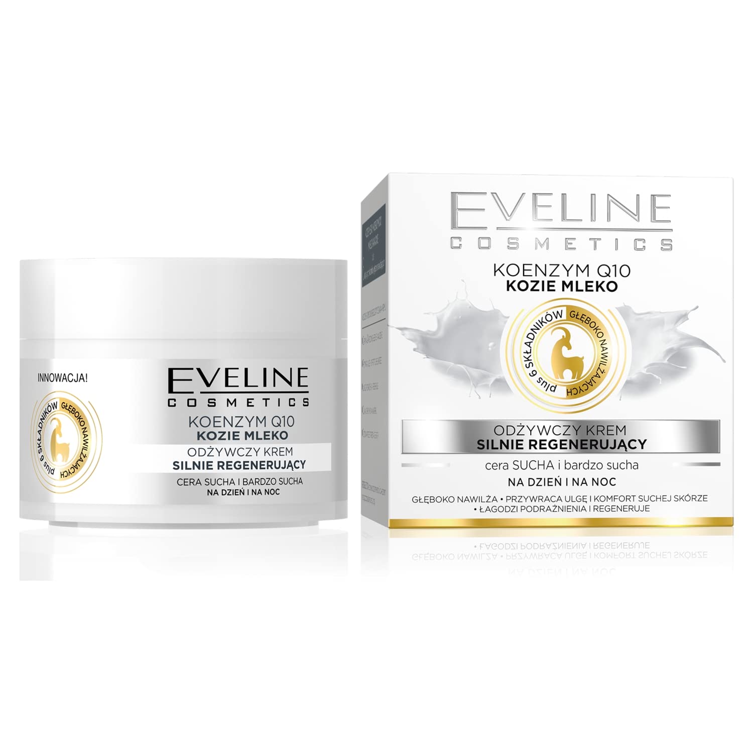 Eveline Cosmetics Nature Line Goats Milk Intensely Regenerating and Nourishing Day and Night Cream m, Reduce Wrinkles, Fine Line