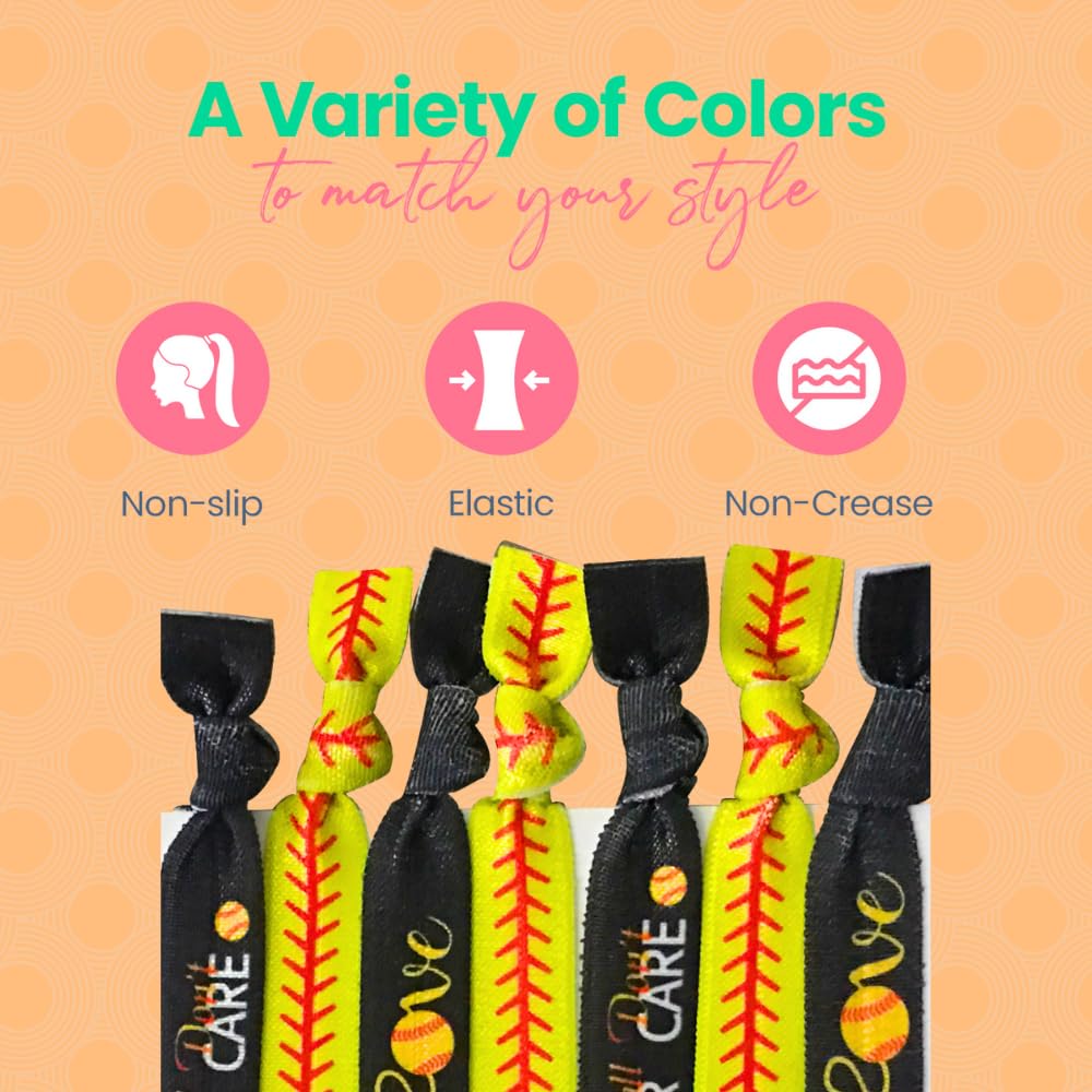 Girls Hair Accessories, Softball Hair Ties, Gift for Softball Players and Teams