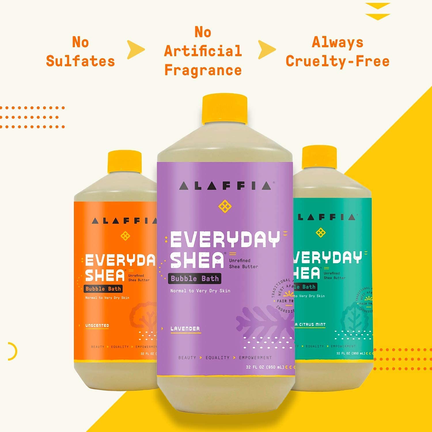 Alaffia Everyday Shea Bubble Bath, Cleanse, Soothe & Moisturize Skin, Made With Fair Trade Shea Butter, Cruelty Free, No Paraben