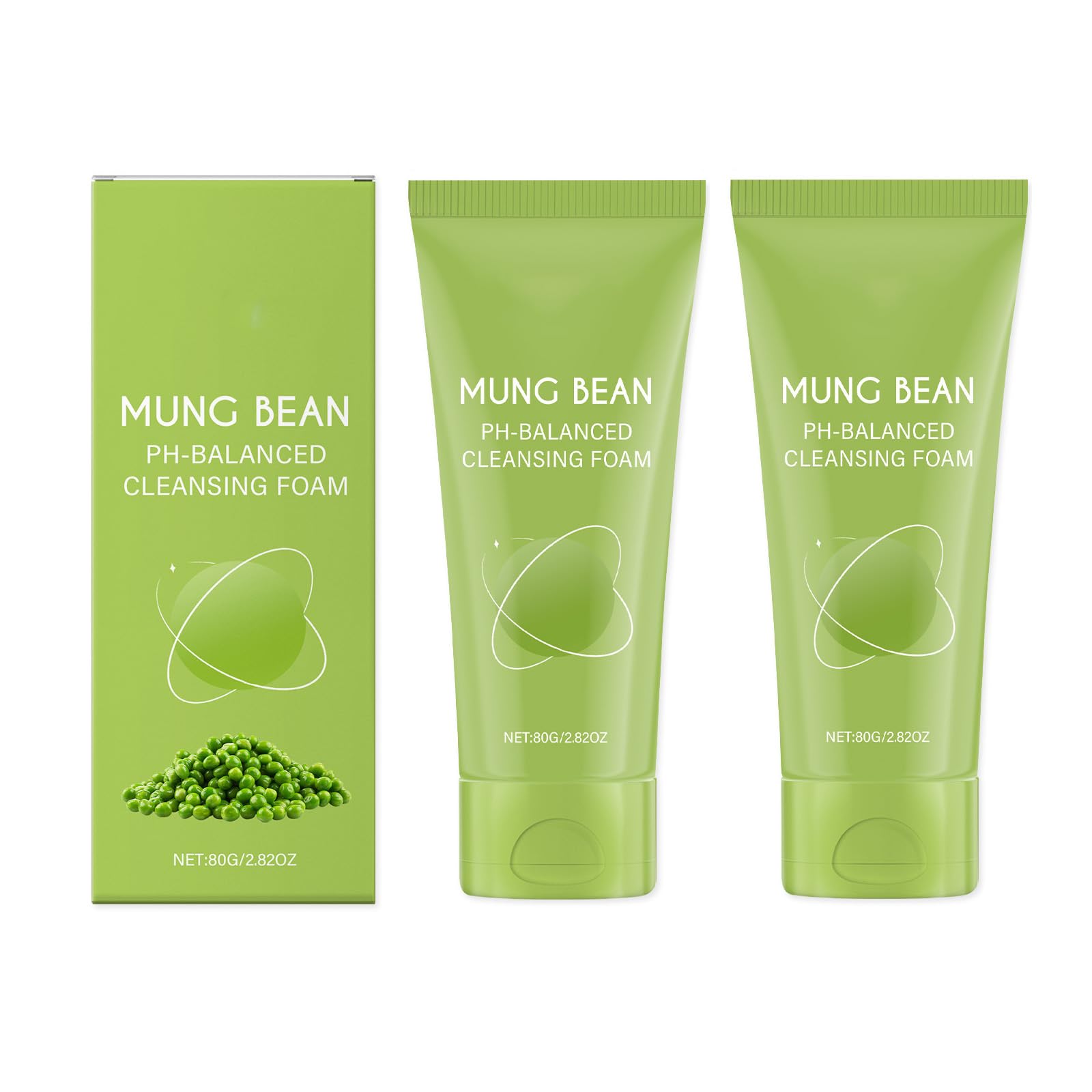 Soelegant 2 Pack Mung Bean Cleansing Foam,Deep Pore Cleansing Face Wash,Gentle Soothing Daily Facial Cleanser for Acneprone Sen