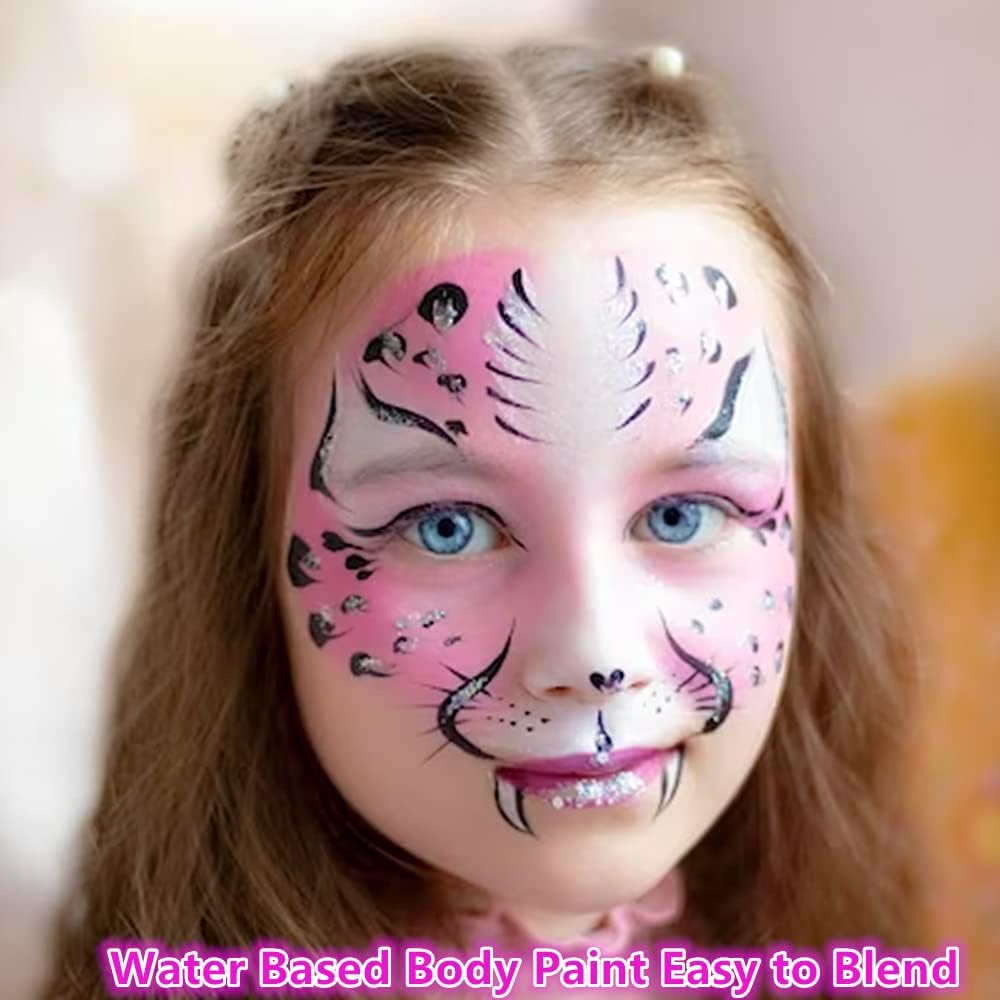 Go Ho Pastel Pink Face Paint Stick(0.85Oz),Water Based Cream Light Pink Body Paint Washable,Liquid Concealer,Covers Oil-Free,Hal