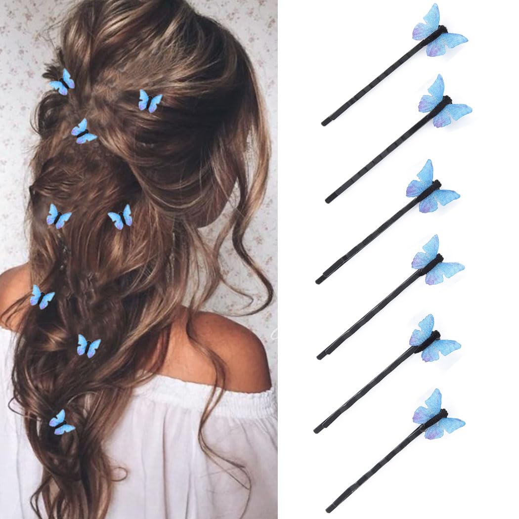 Bartosi Butterfly Hair Clips Blue Butterfly Hair Pin Bride Wedding Decorative Bobby Pins Bridal Hair Pieces Hair Accessories for