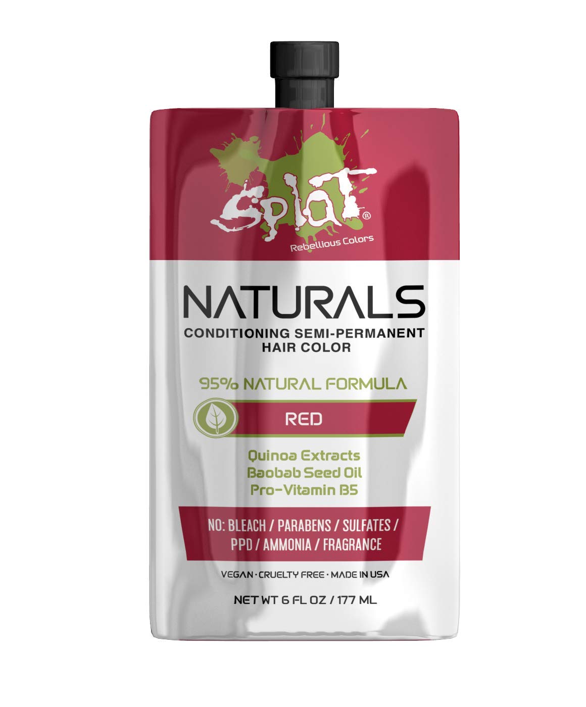 Splat Naturals Semi-Permanent Hair Color Red 6 oz