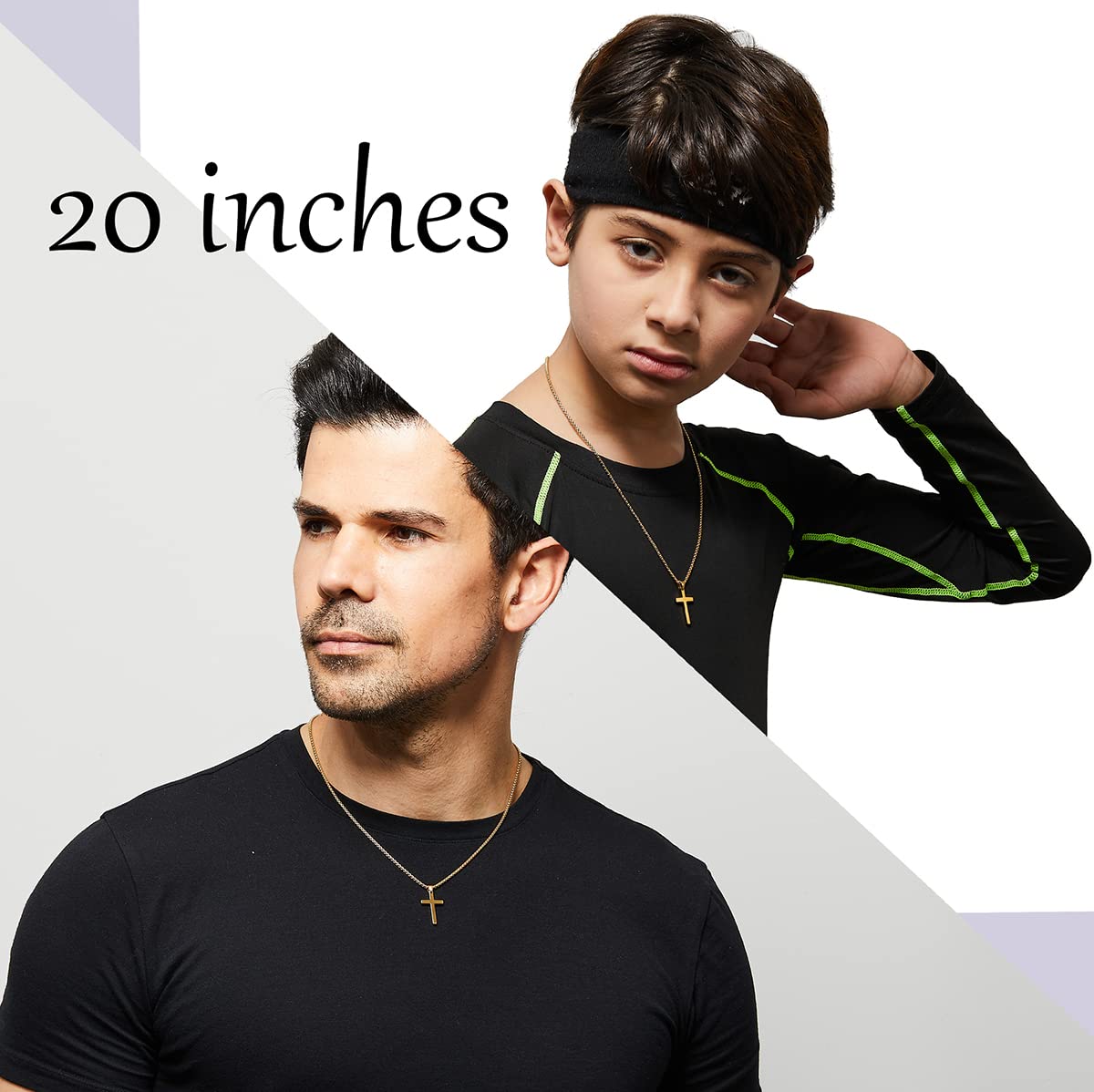Stainless Steel Cross Necklace for men,Gold Cross Necklace for boys kids tiny Small Cross Pendant Necklace 20 inches Simple Jewe