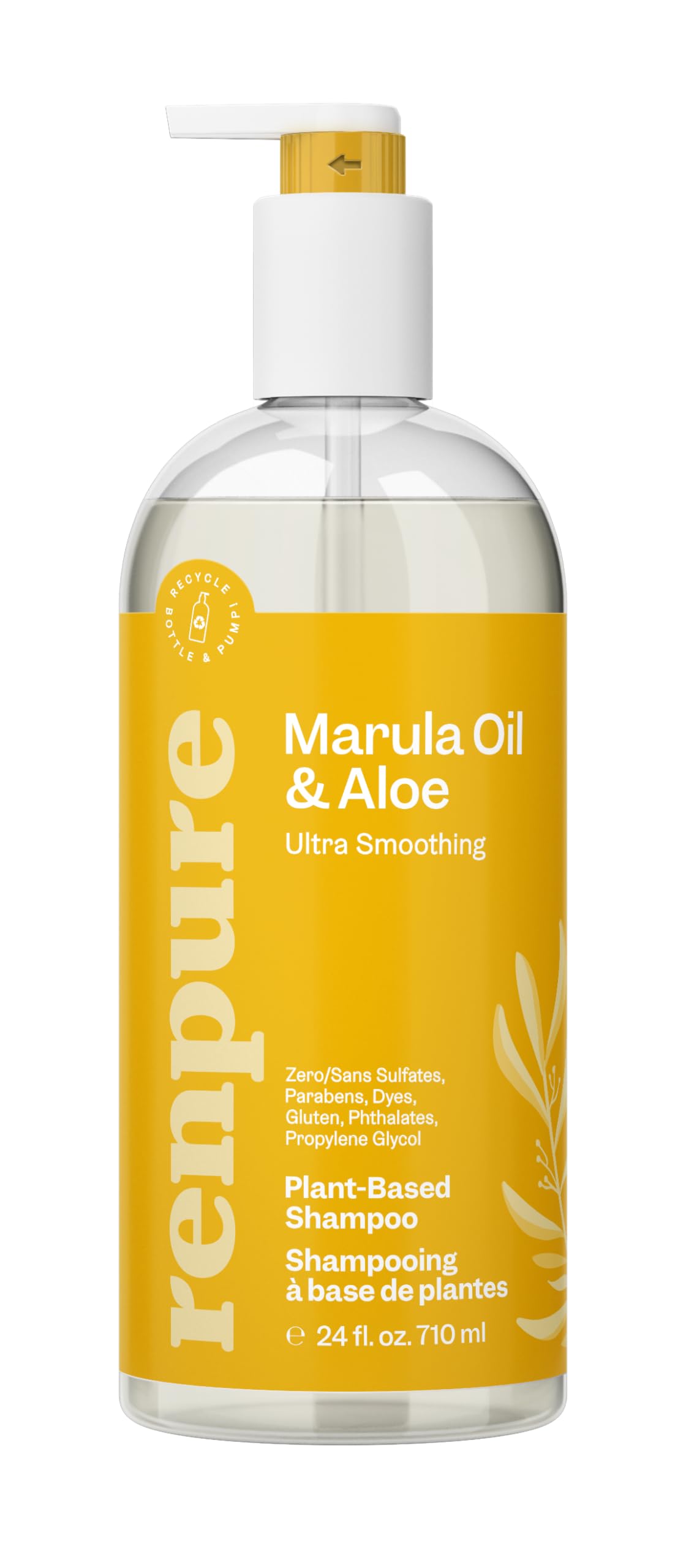 Renpure Plant Based Marula Oil And Aloe Ultra Smoothing Shampoo - Ideal For Dry, Frizzy Hair - Leaves Hair Hydrated - Rids Hair