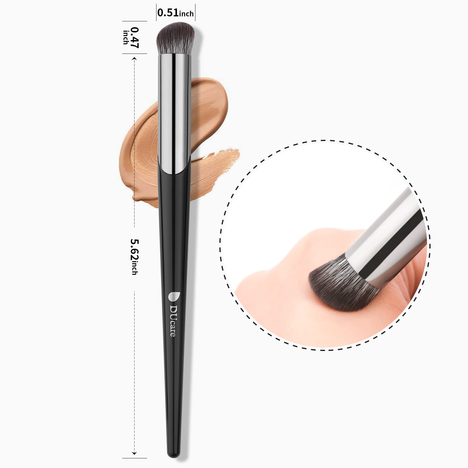 Concealer Brush Under Eye Ducare Angled Small Nose Contour Brush, Mini Thin Slanted Foundation Dark Circles Puffiness, Puffy Fac