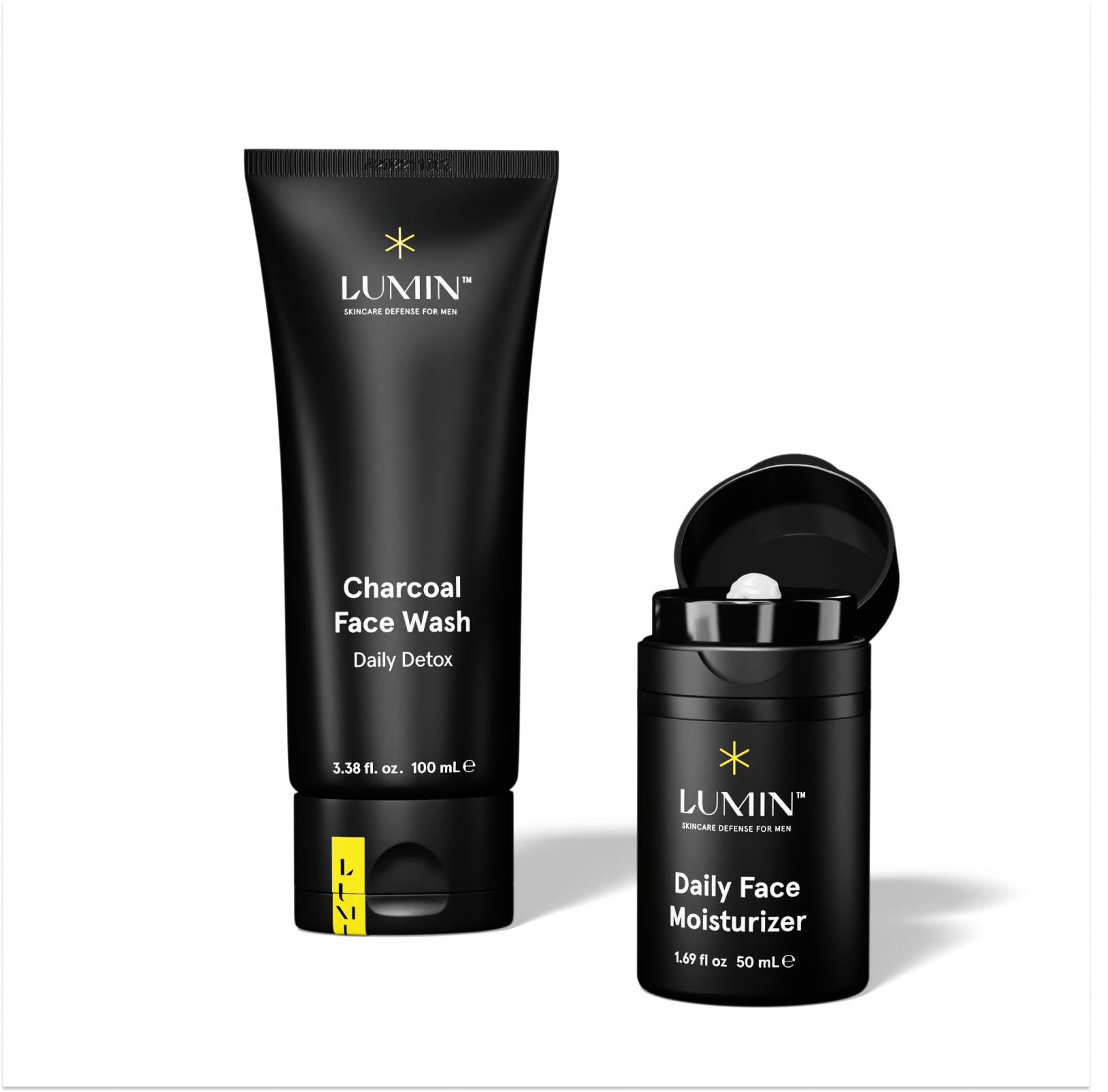 Lumin - Dynamic Duo - Skin Care kit for Men - Includes: Charcoal Face Wash Daily Detox & Daily Face Moisturizer,Suitable for all